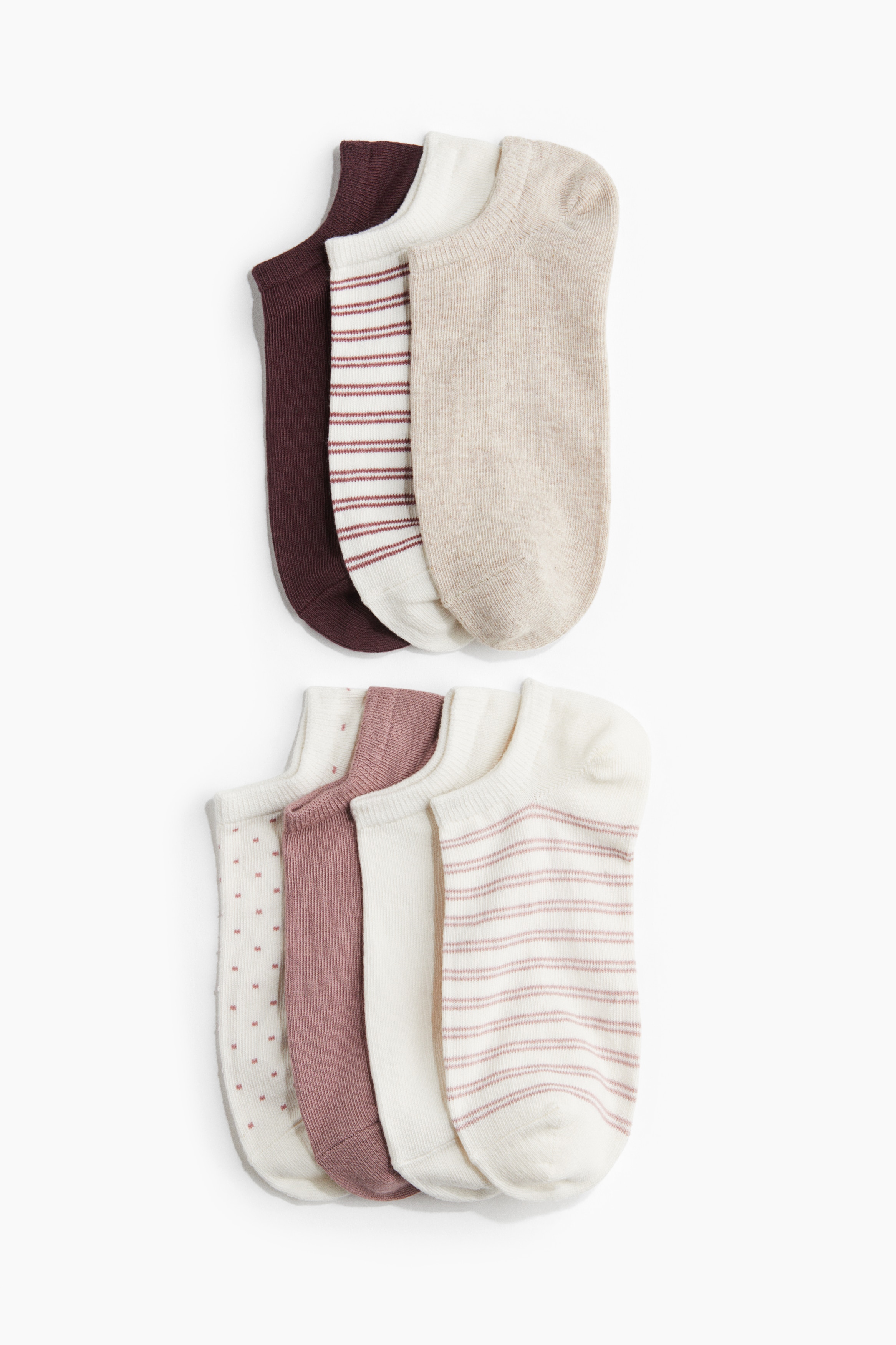 Dam - Vit/Randig 7-pack ankelstrumpor - Size: 36/38  - H&M