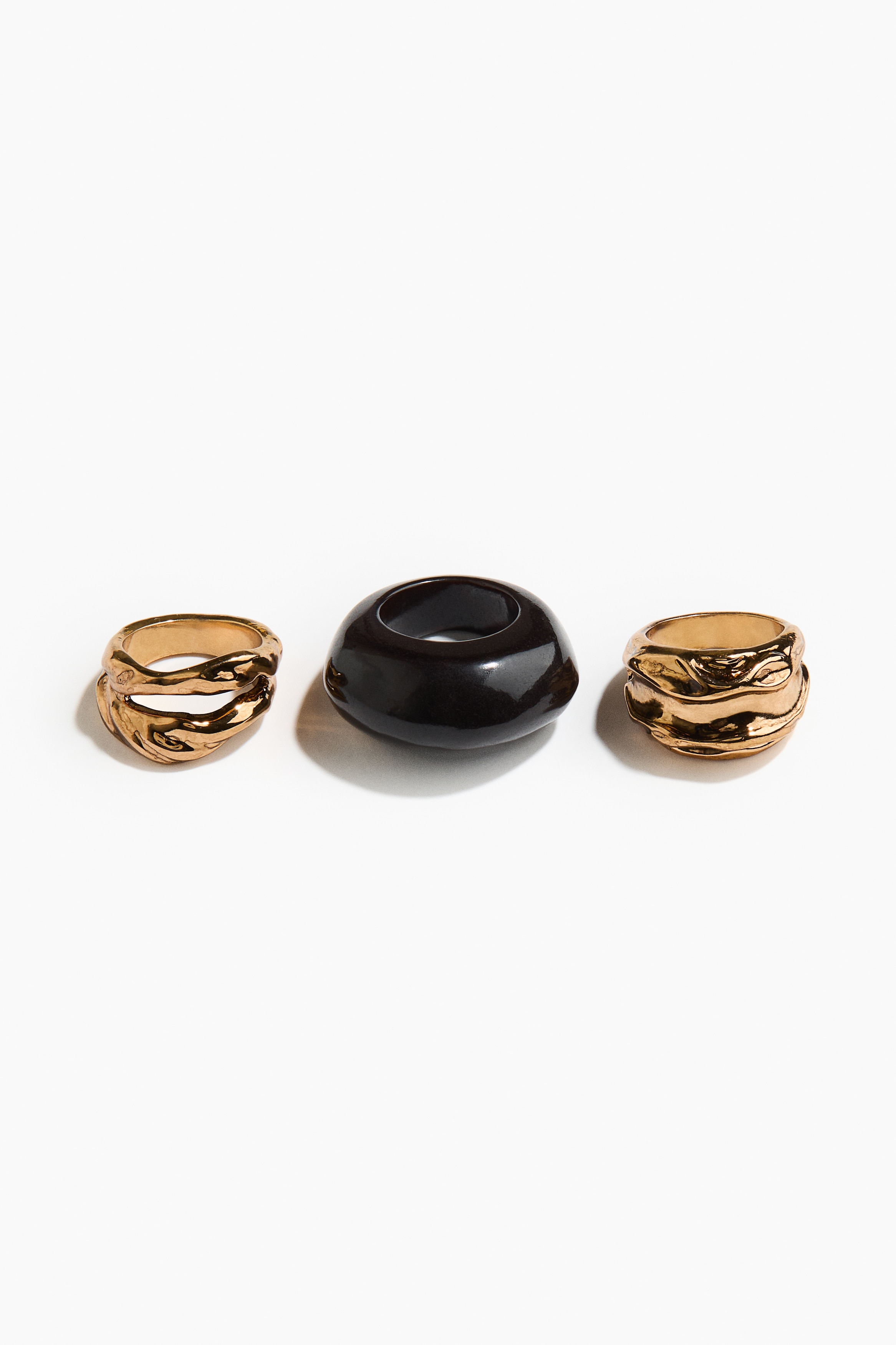 3er-Pack Ringe - Goldfarben/Schwarz