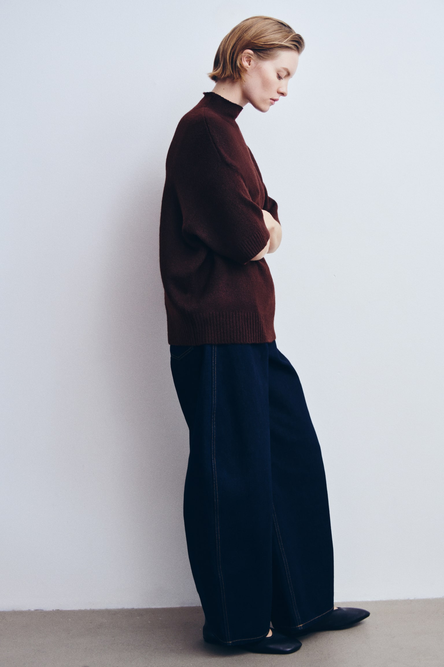 Женский свитер H&M Oversized Mock-Turtleneck, цвет: Тёмный коричневый — фото 5