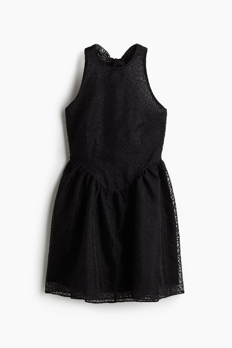 Women's Black Embroidered halterneck dress | H&M US