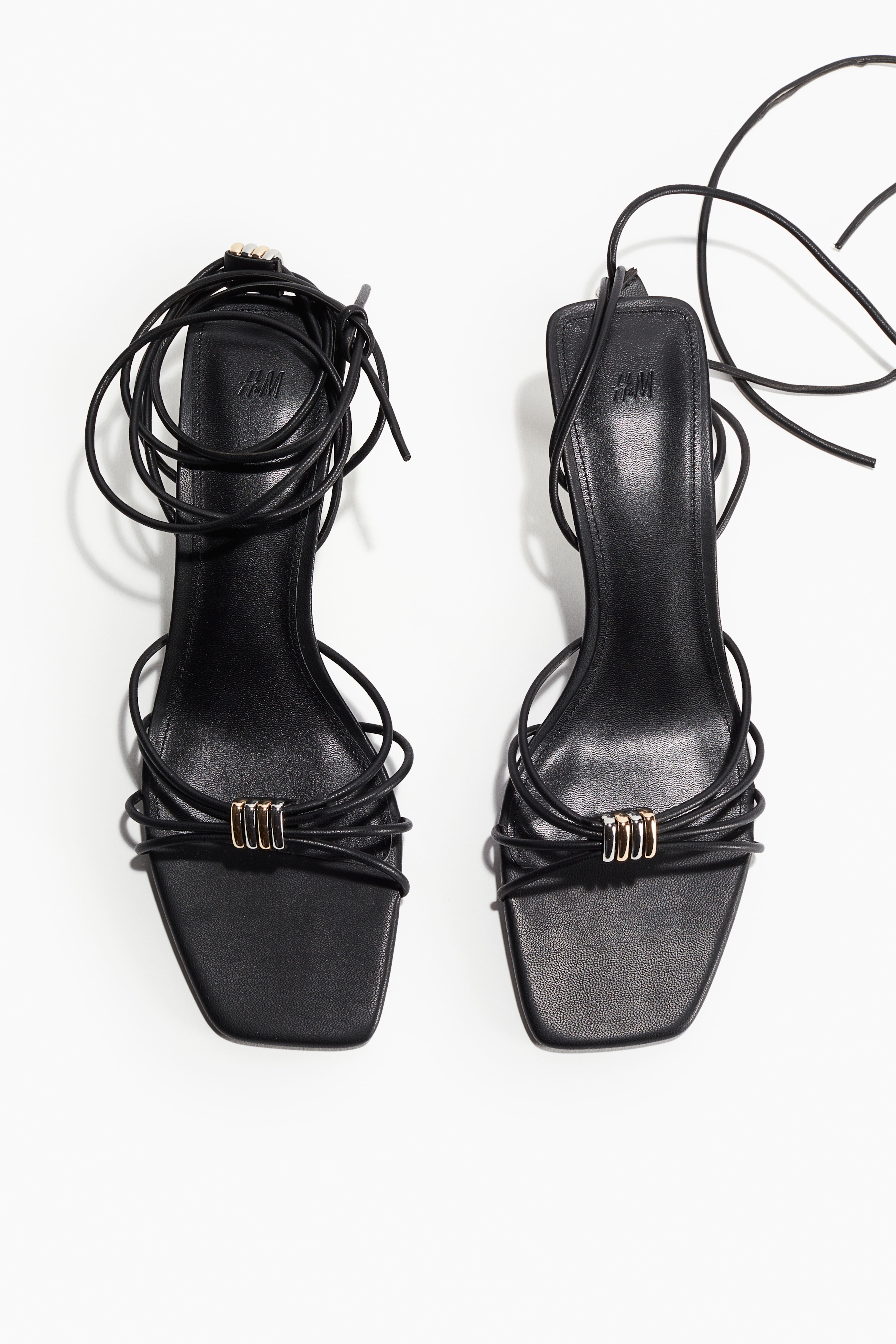 Black heel strappy sandals best sale