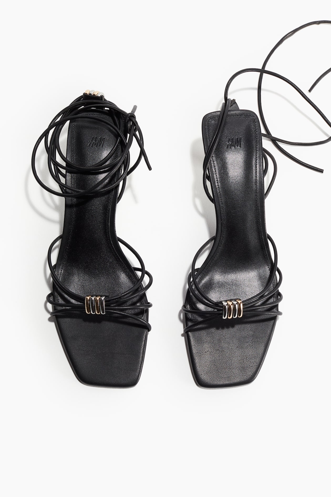 Heeled strappy sandals - Low heel - Black - Ladies | H&M GB