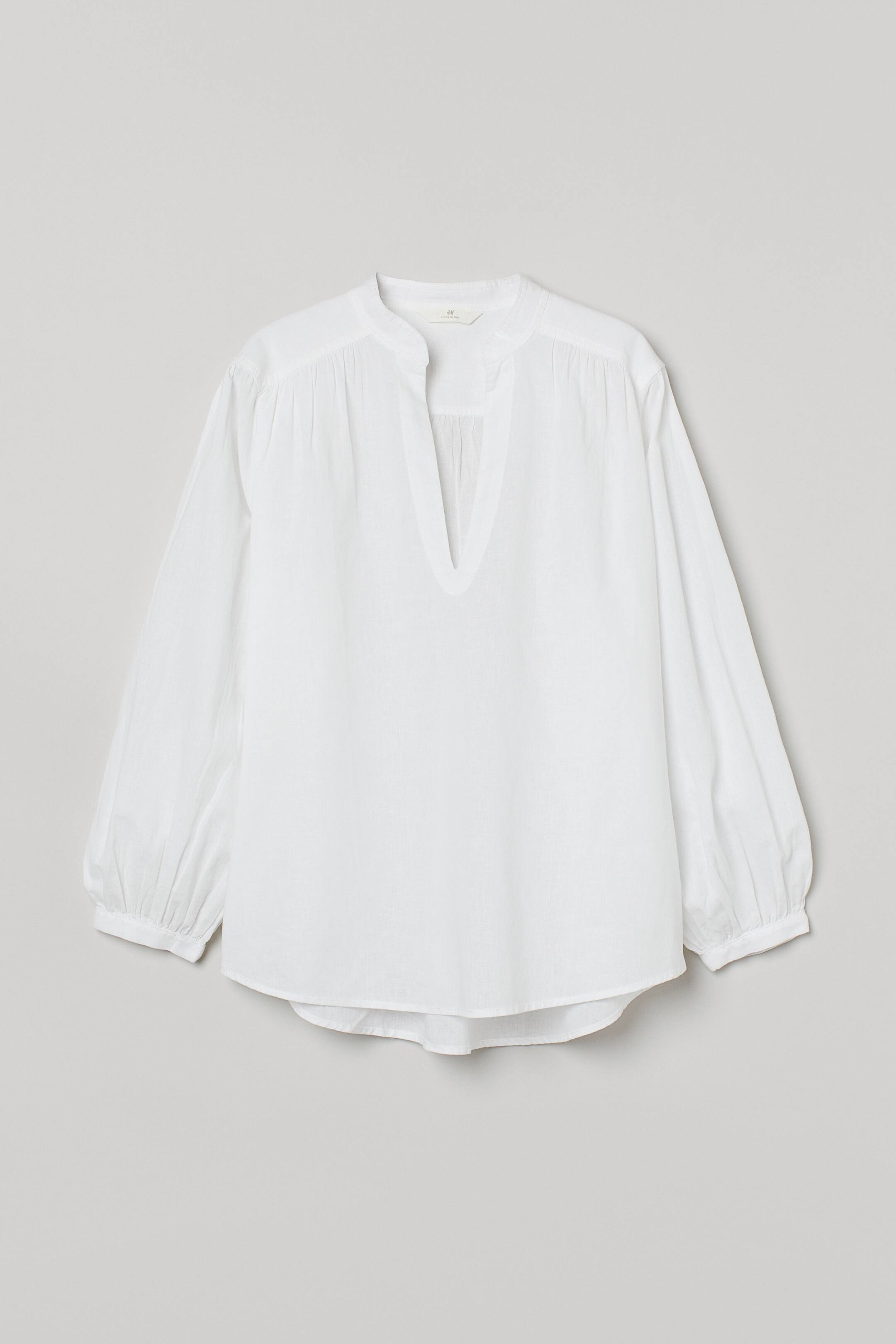 Balloon-sleeved Blouse - White - Ladies 