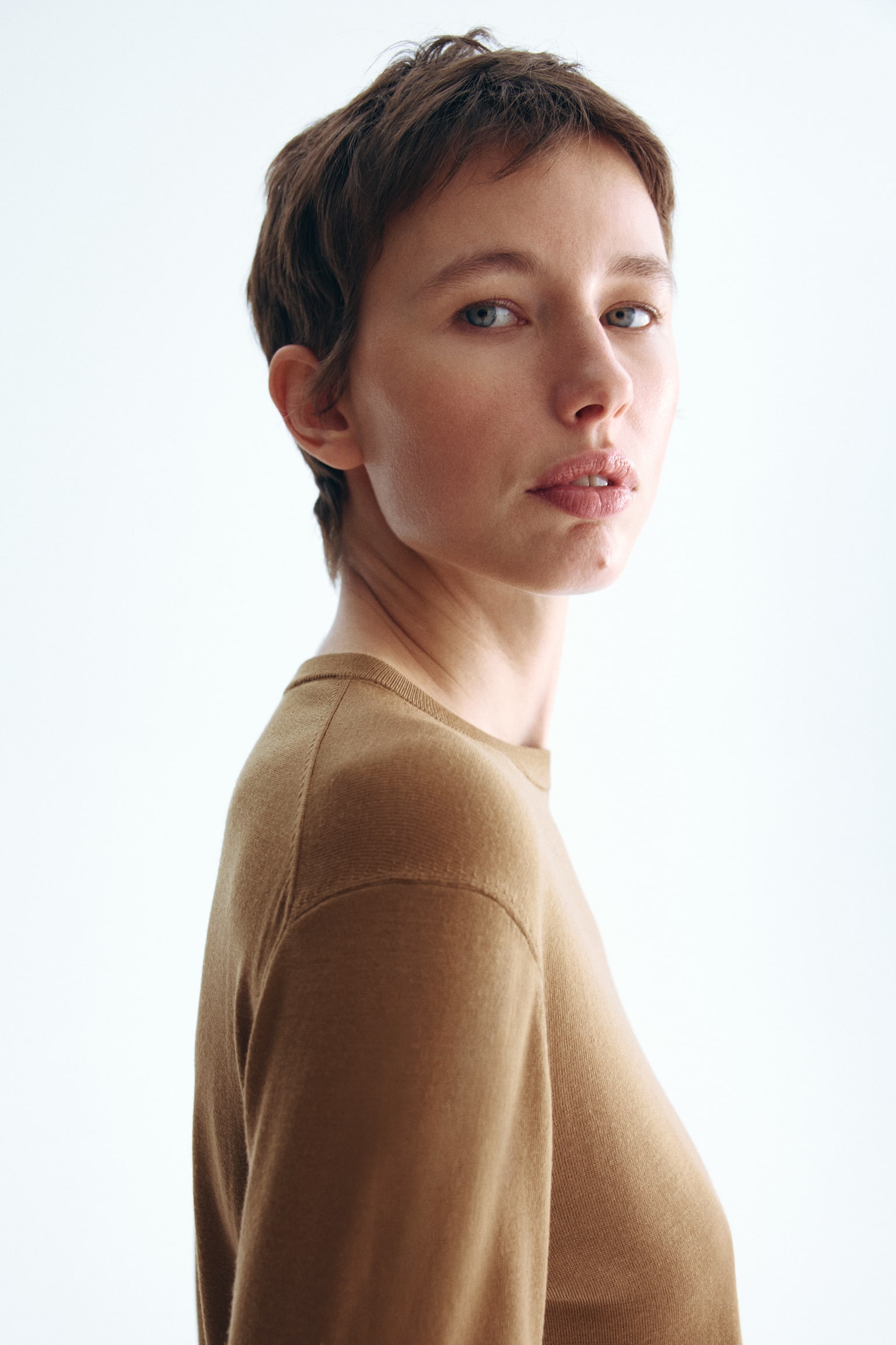 Светр із мериносової вовни - Коричневий/Темно-коричневий/Чорний/Блакитний - 5