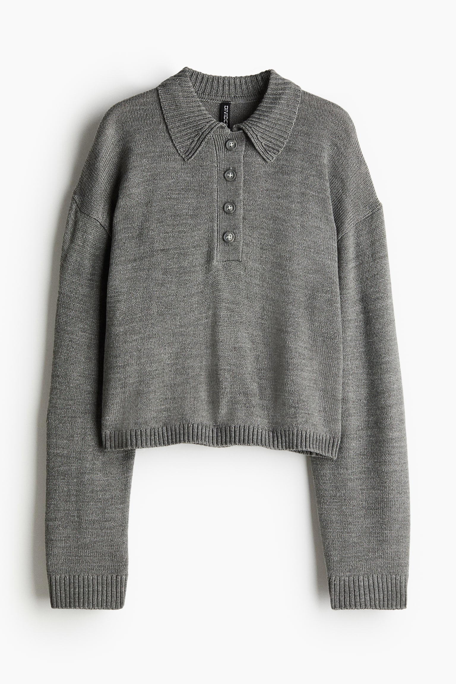 Short polo jumper - Grey marl/Cream/Striped - 2