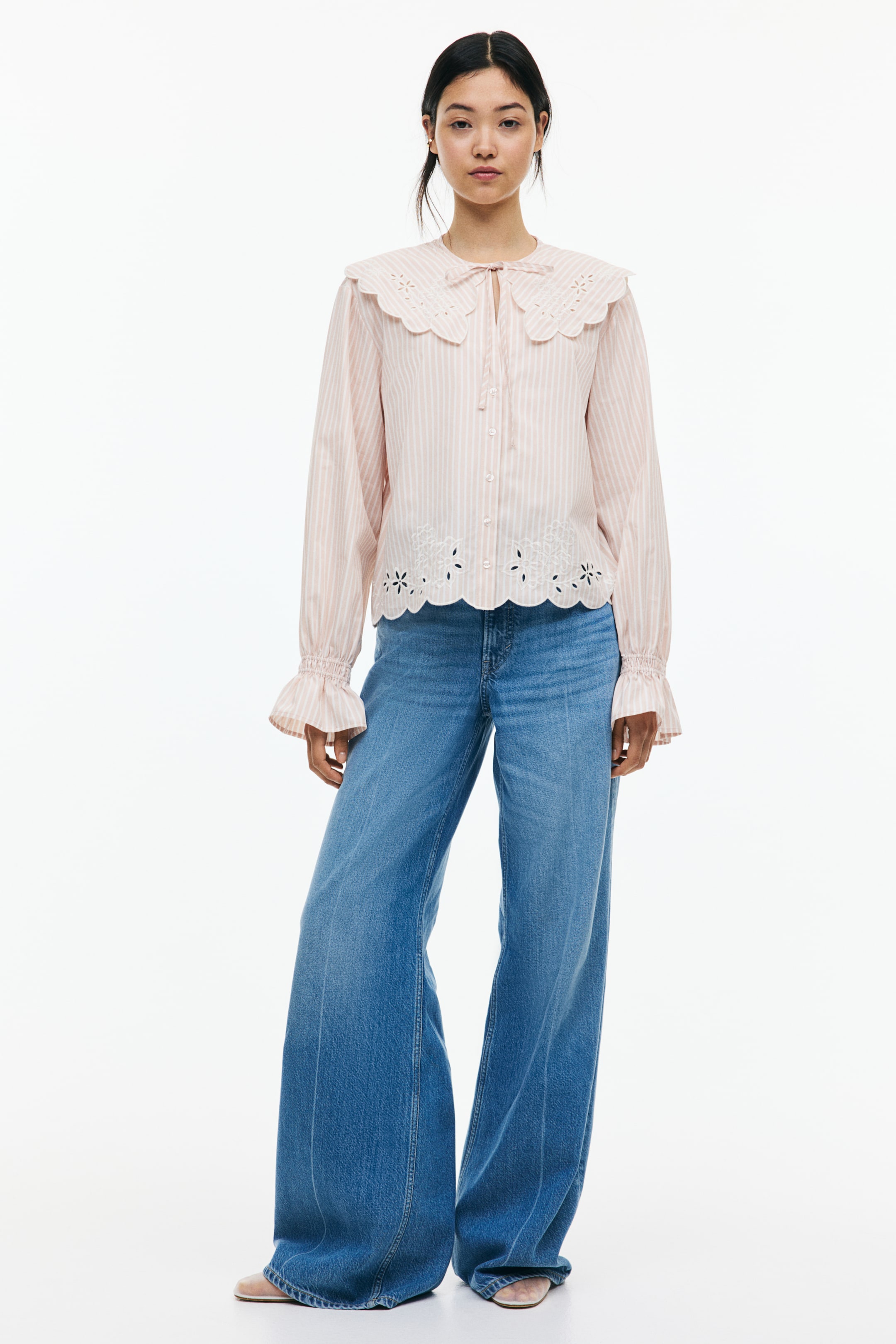 Embroidered Blouse with Peter Pan Collar