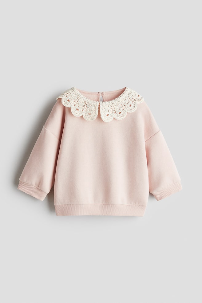 Sweatshirt with Collar - Light pink/Red - 1
