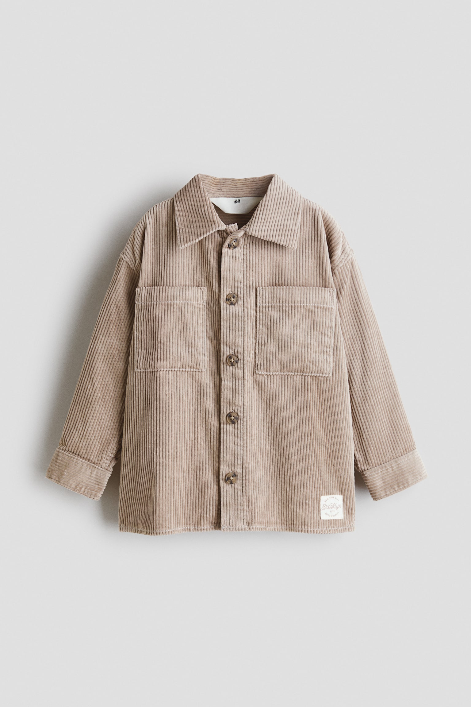 Overshirt van katoenen corduroy - Taupe/Marineblauw