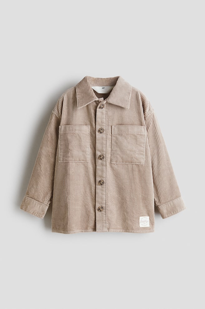 Overshirt aus Baumwollcord - Graubraun/Marineblau - 1
