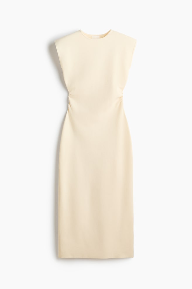 Draped Midi Dress - Light beige/Black - 1