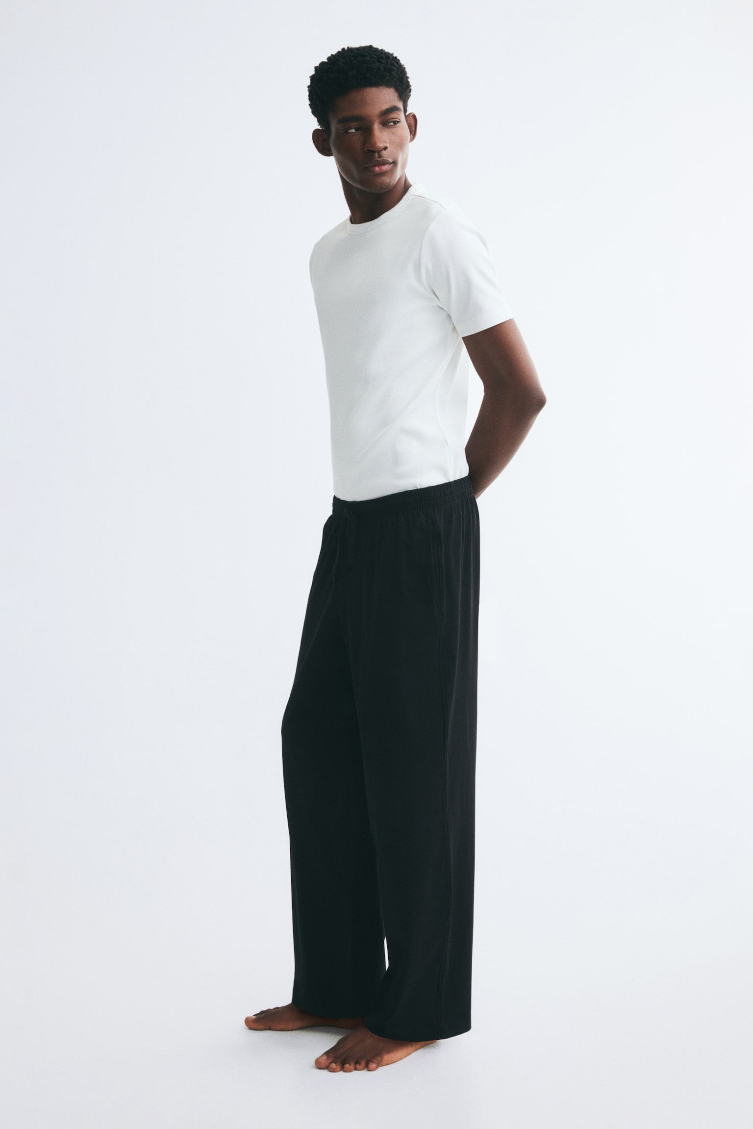 Мужские брюки H&M 2-Pack Regular-Fit Cotton Sweatpants, цвет: Чёрный / Серый меланжевый — фото 5