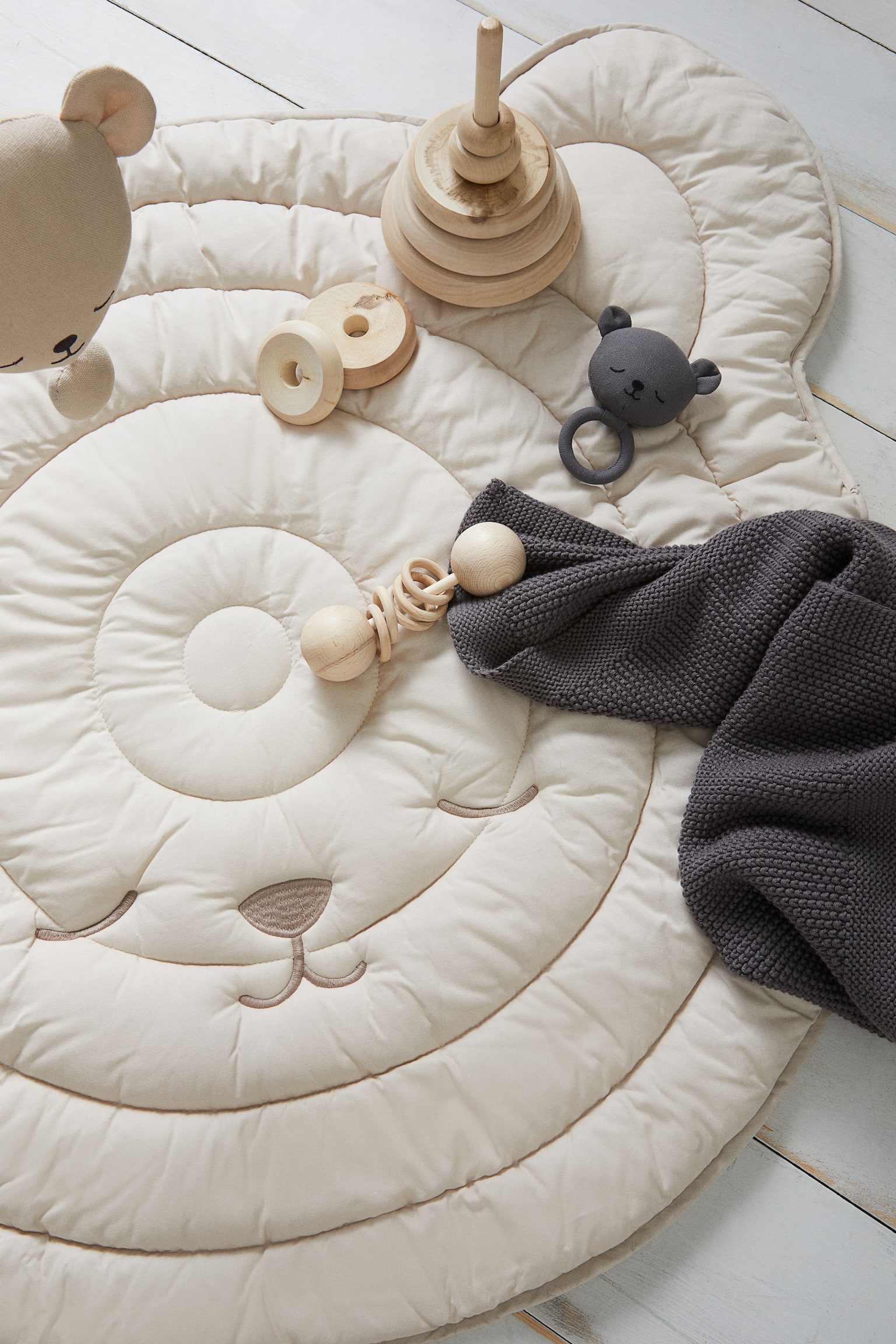 Cotton baby mat - Light beige/Dark grey - 2