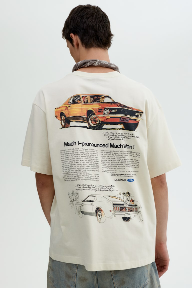 Loose Fit T-shirt Cream/Ford Men H&M IN