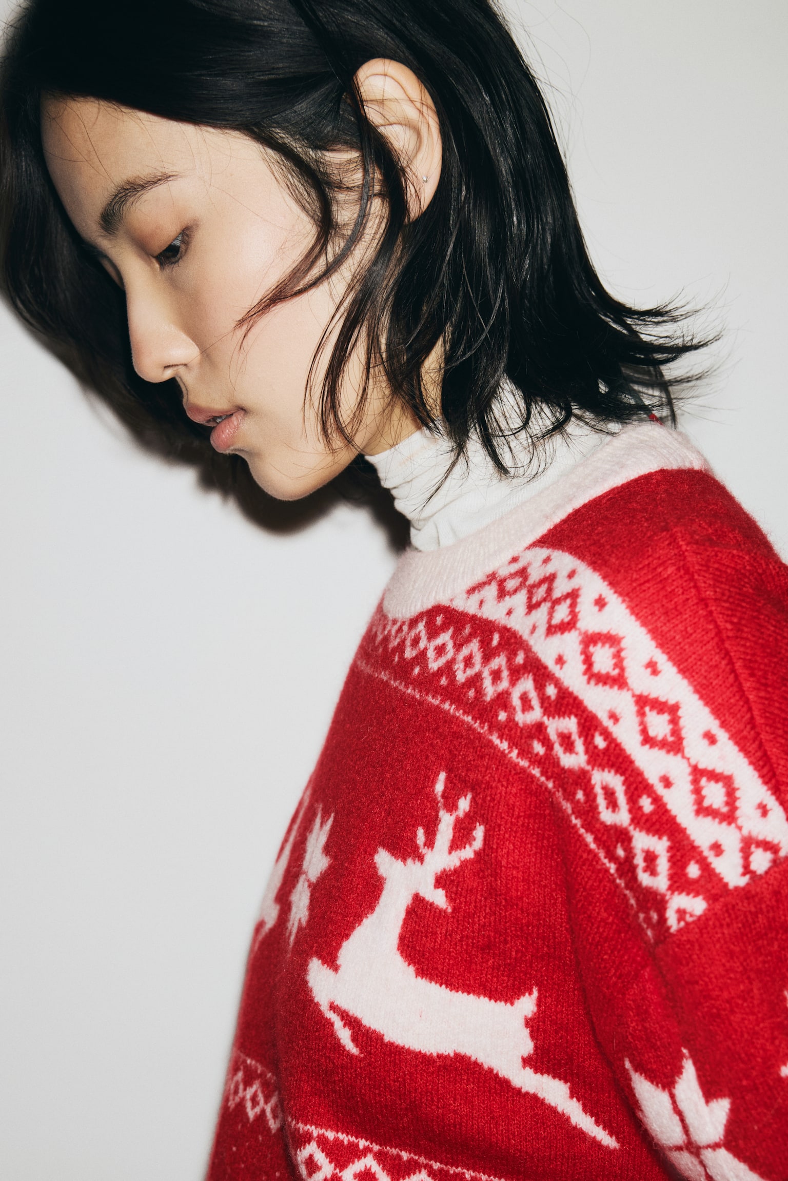 Oversized jacquard-knit jumper - Red/Patterned/Dark blue/Dachshunds/Dark grey marl/Dog - 1