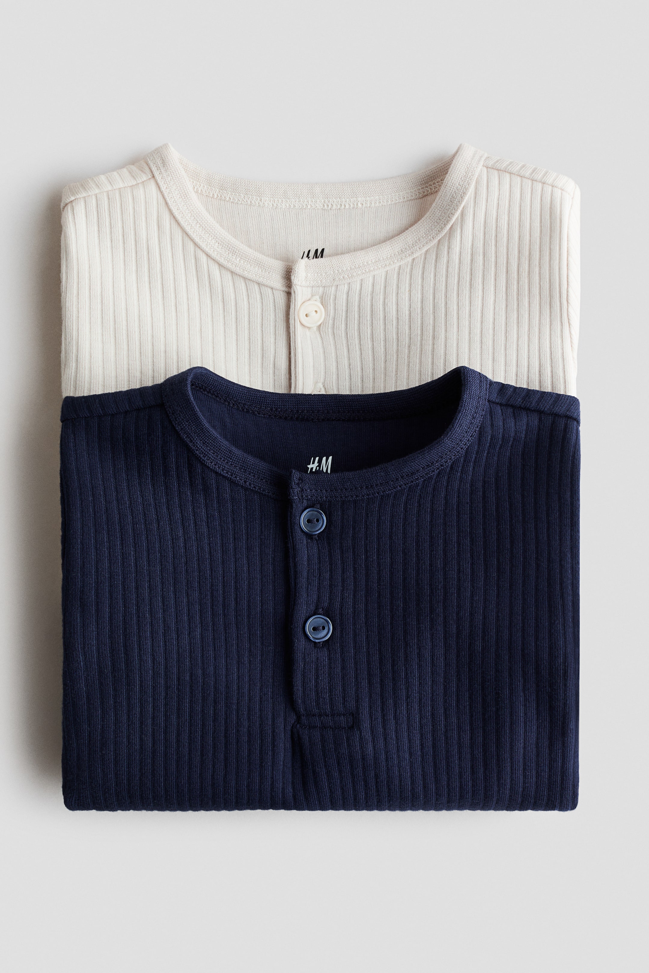Детские рубашки H&M 2-Pack Cotton Henley Shirts — фото 2