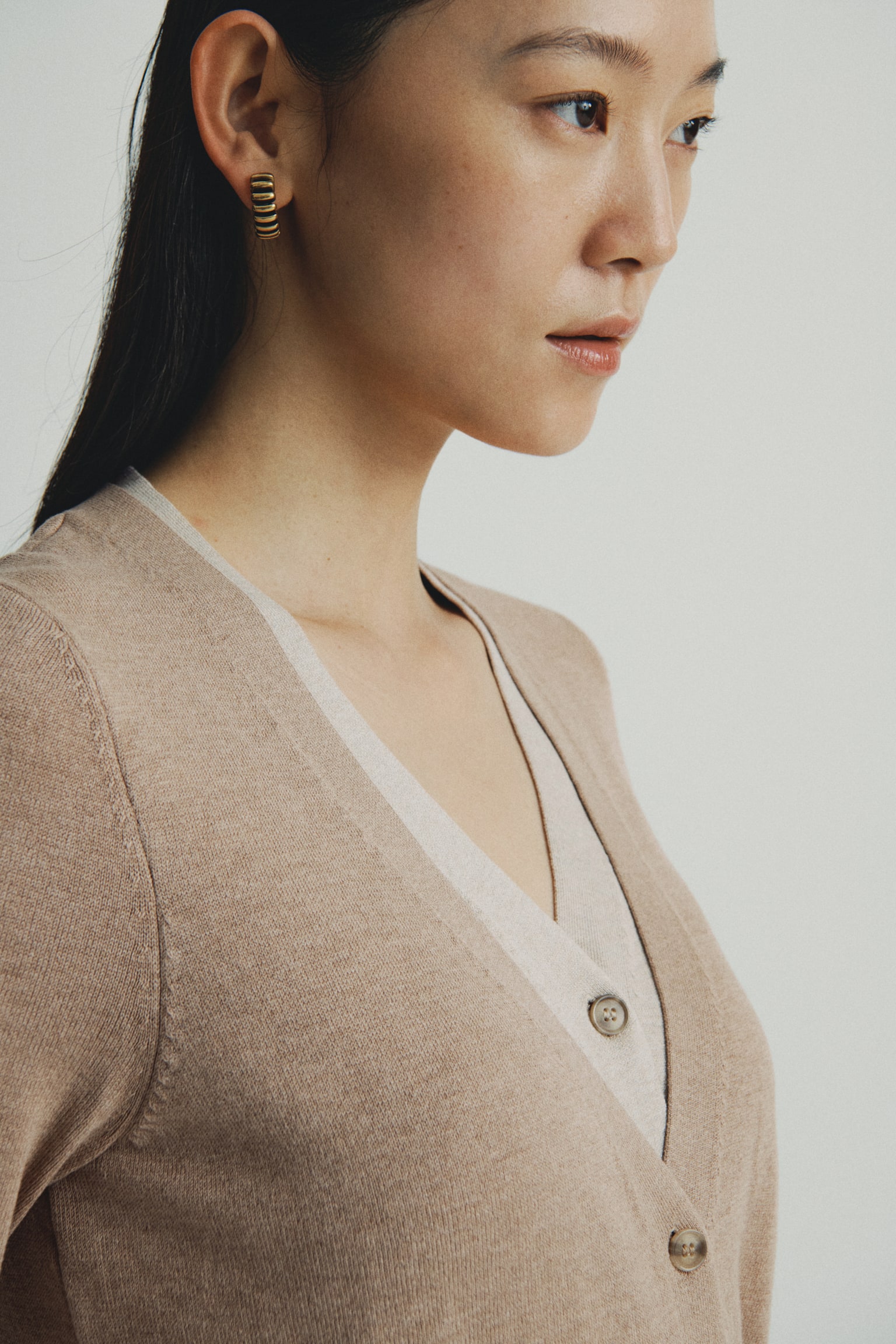 Áo cardigan xếp lớp - Màu be/Be nhạt - 3