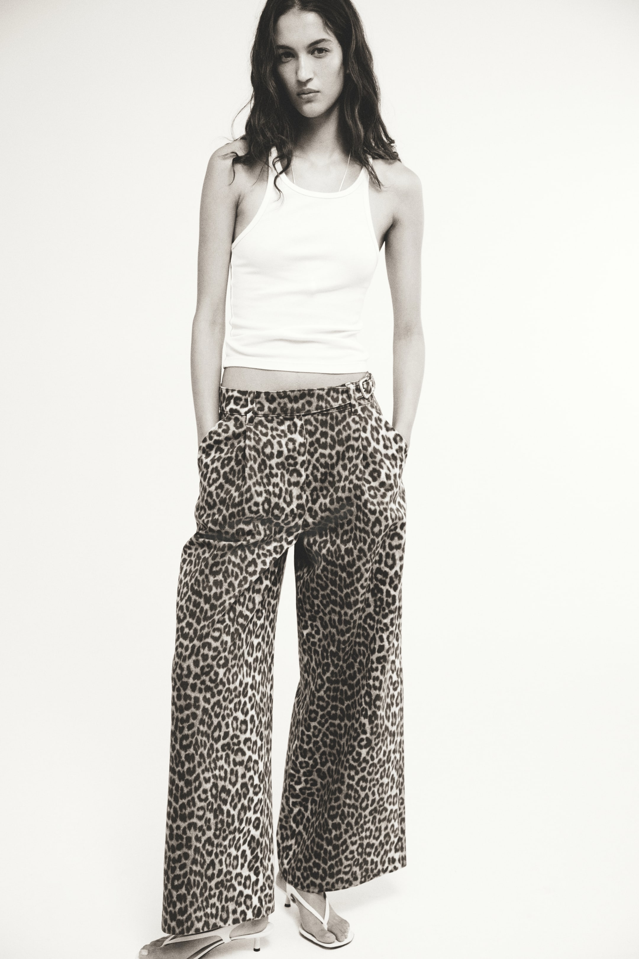 Belt-Detail Denim Pants