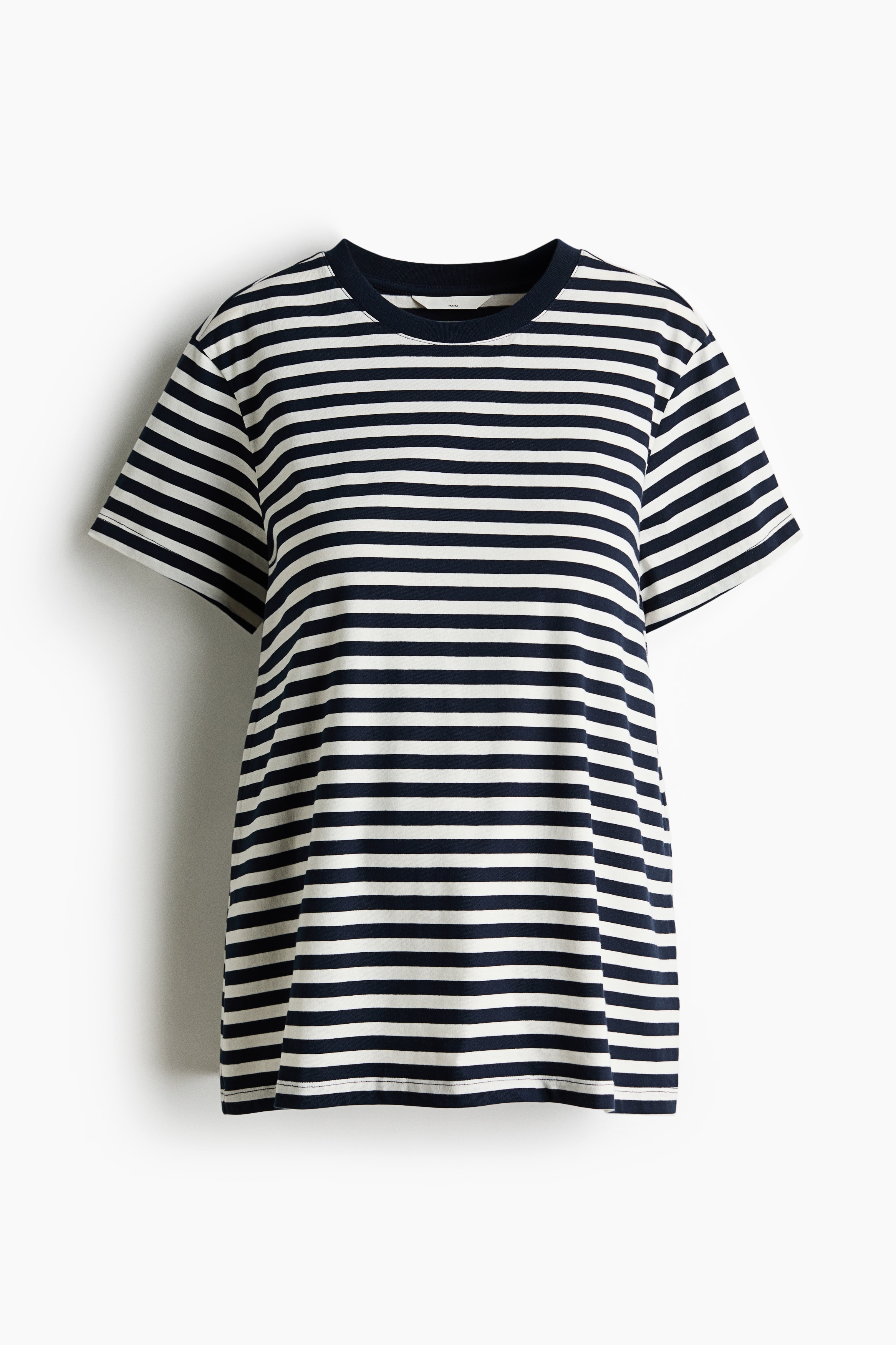 MAMA Cotton T-shirt - White/navy blue striped/White