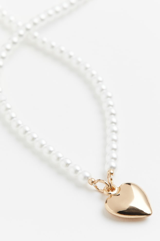 Pendant necklace - White/Heart - 2