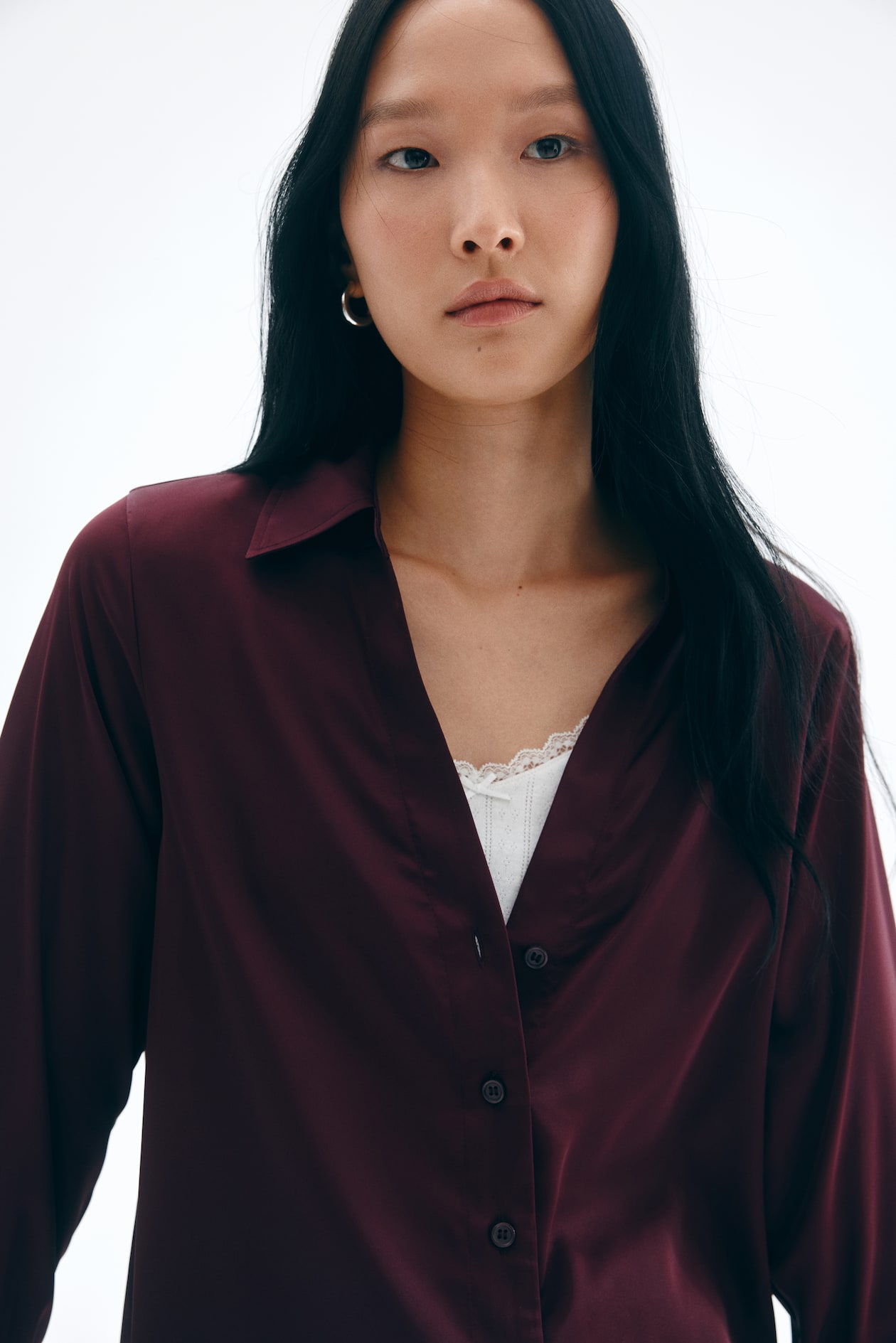 V-neck blouse - Burgundy - Ladies | H&M GB