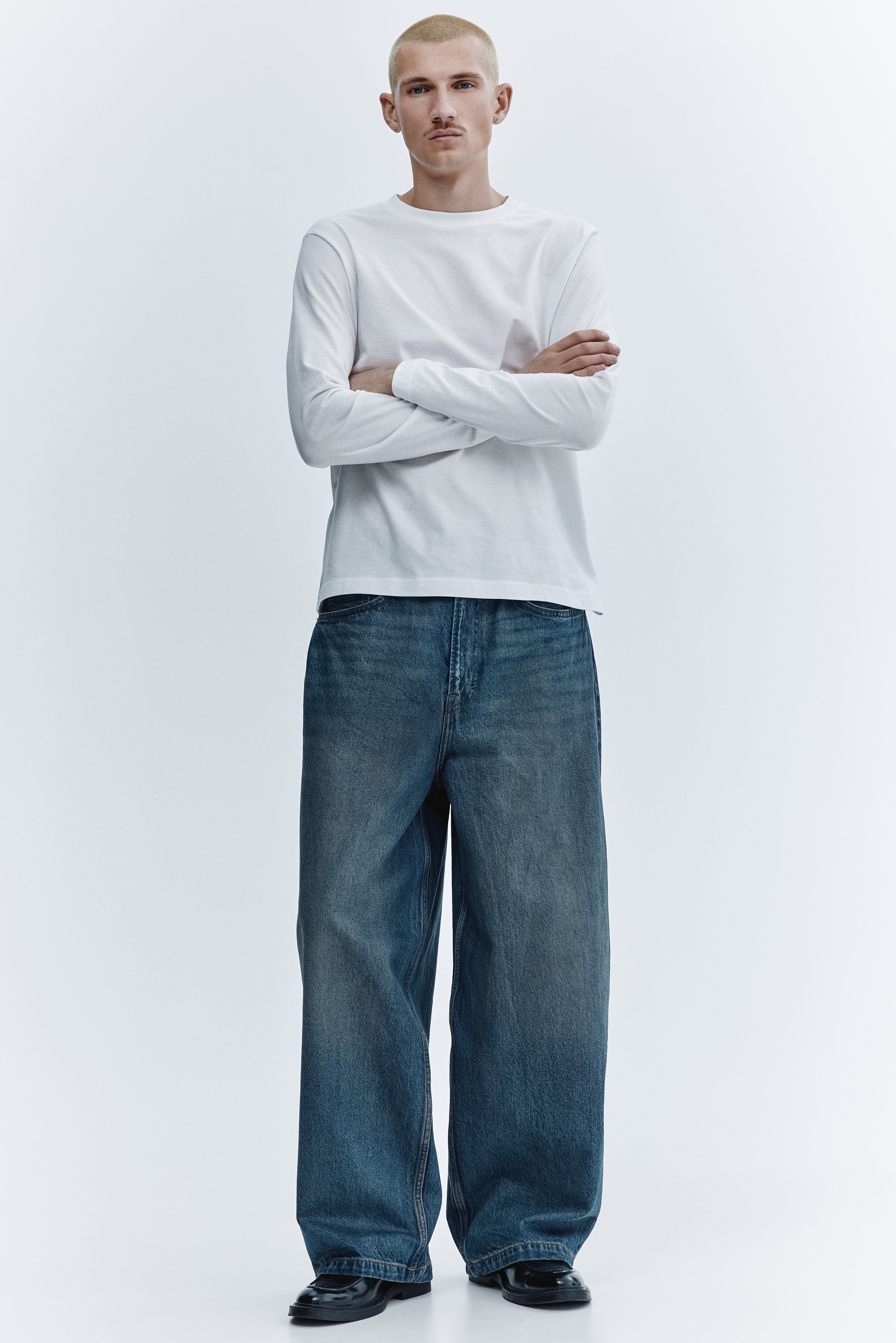 Bluză de jerseu Regular Fit - Alb/Negru/Bleumarin/Maro-închis