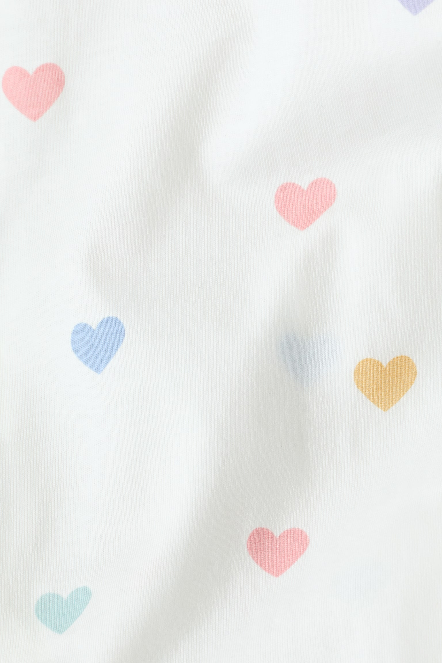 Short cotton sleepsuit - White/Hearts/Light dusty pink/Raspberries - 2