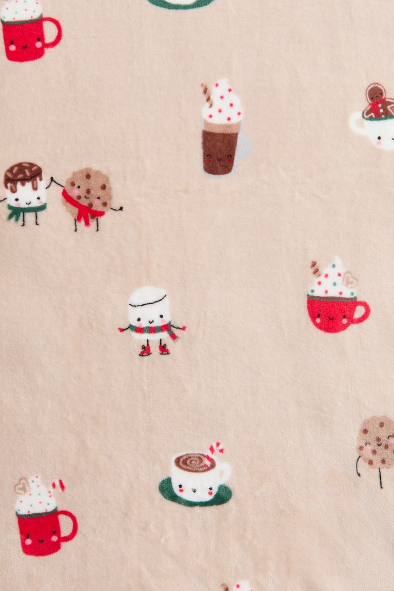 Fleece plaid met dessin - Beige/warme chocolademelk - HOME | H&M BE