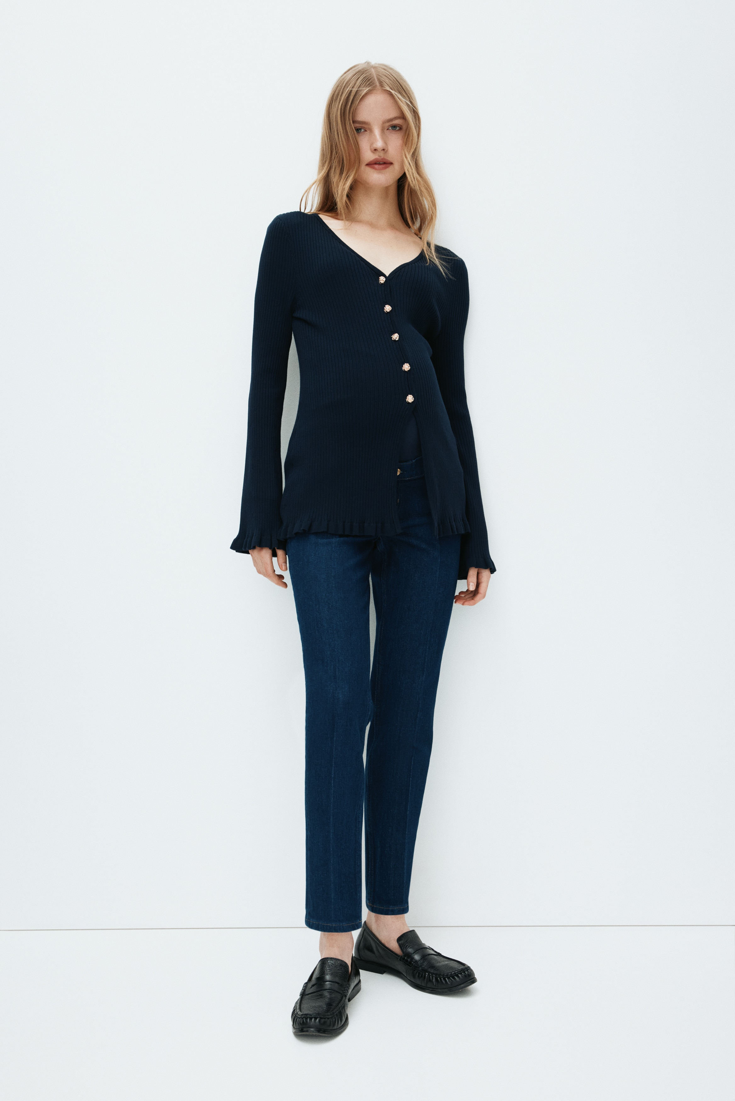 MAMA Slim Straight Ankle Jeans - Σκούρο μπλε denim/Ανοιχτό μπλε denim