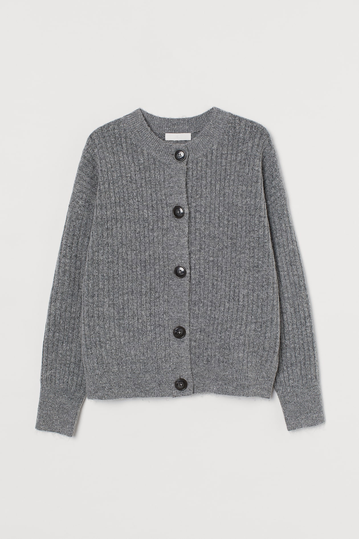 Rib-knit Cardigan - Gray melange - Ladies | H&M US