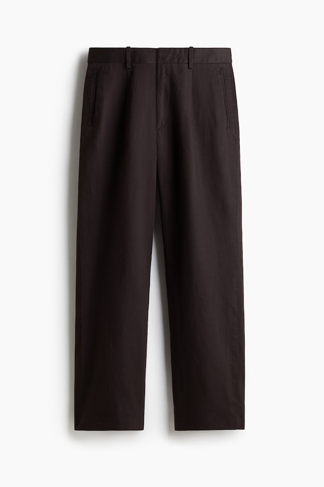 Hose aus Leinenmix in Relaxed Fit - Dunkelbraun - 1