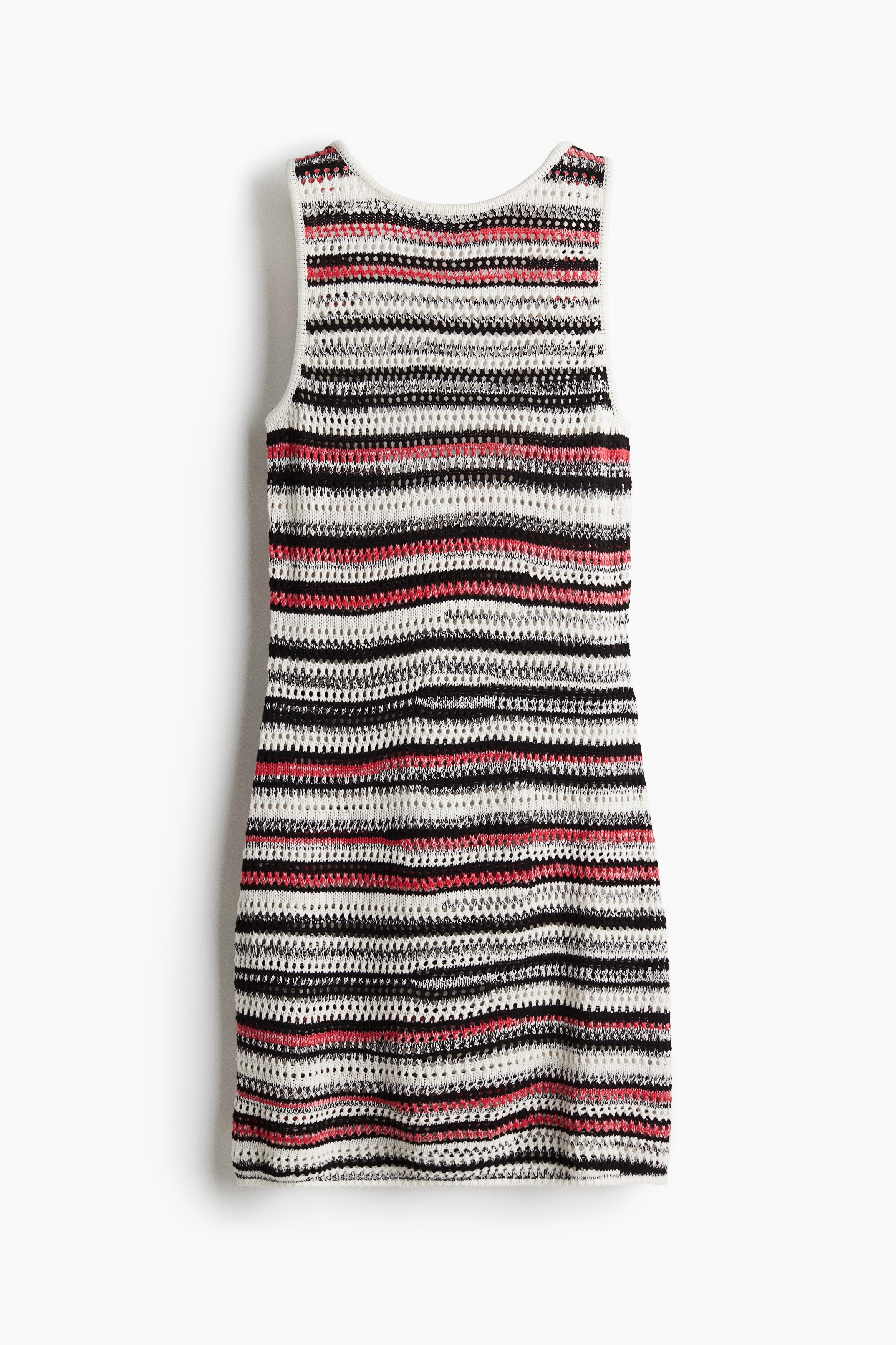 Pointelle-Knit Dress - Pink/black striped