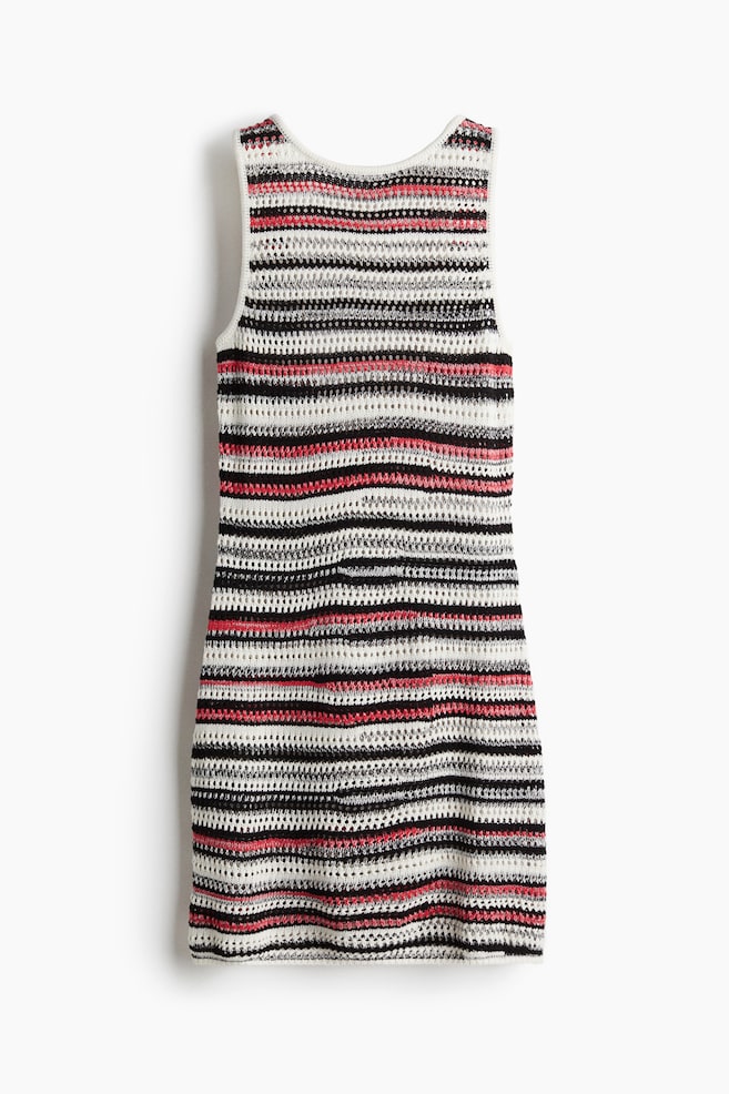Robe en maille pointelle - Rose/rayures noires - 1