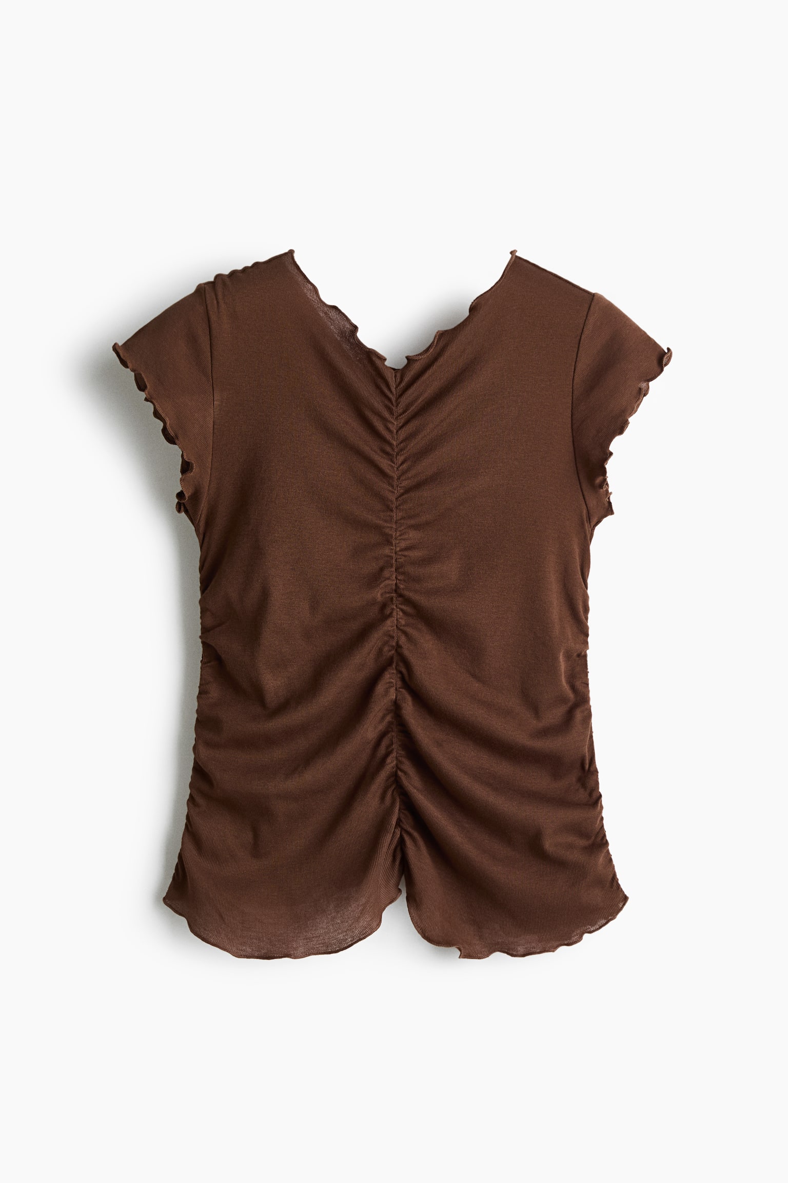 Draped cotton top - Brown/Black - 1
