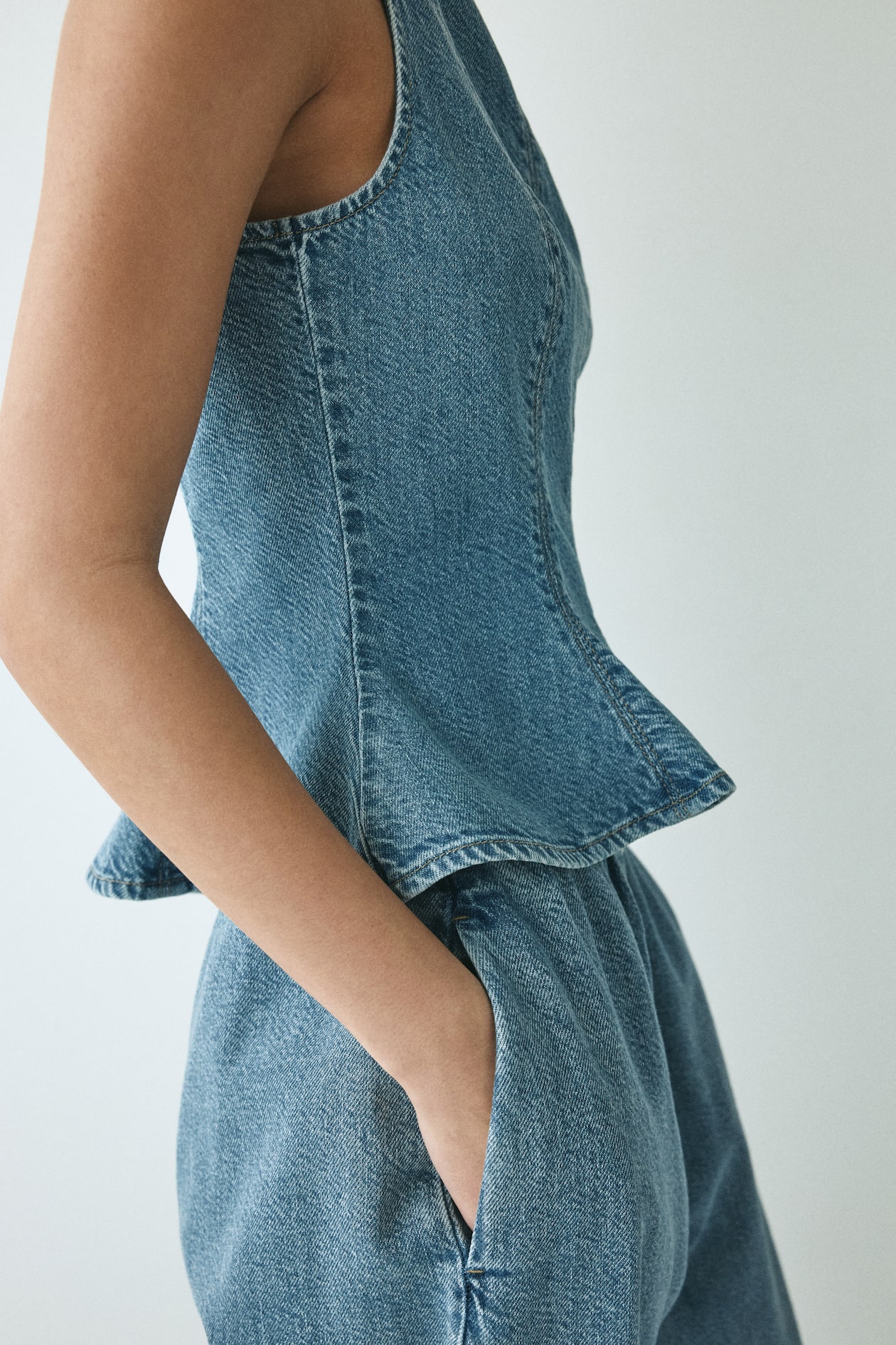 Denim Peplum Top - image 3