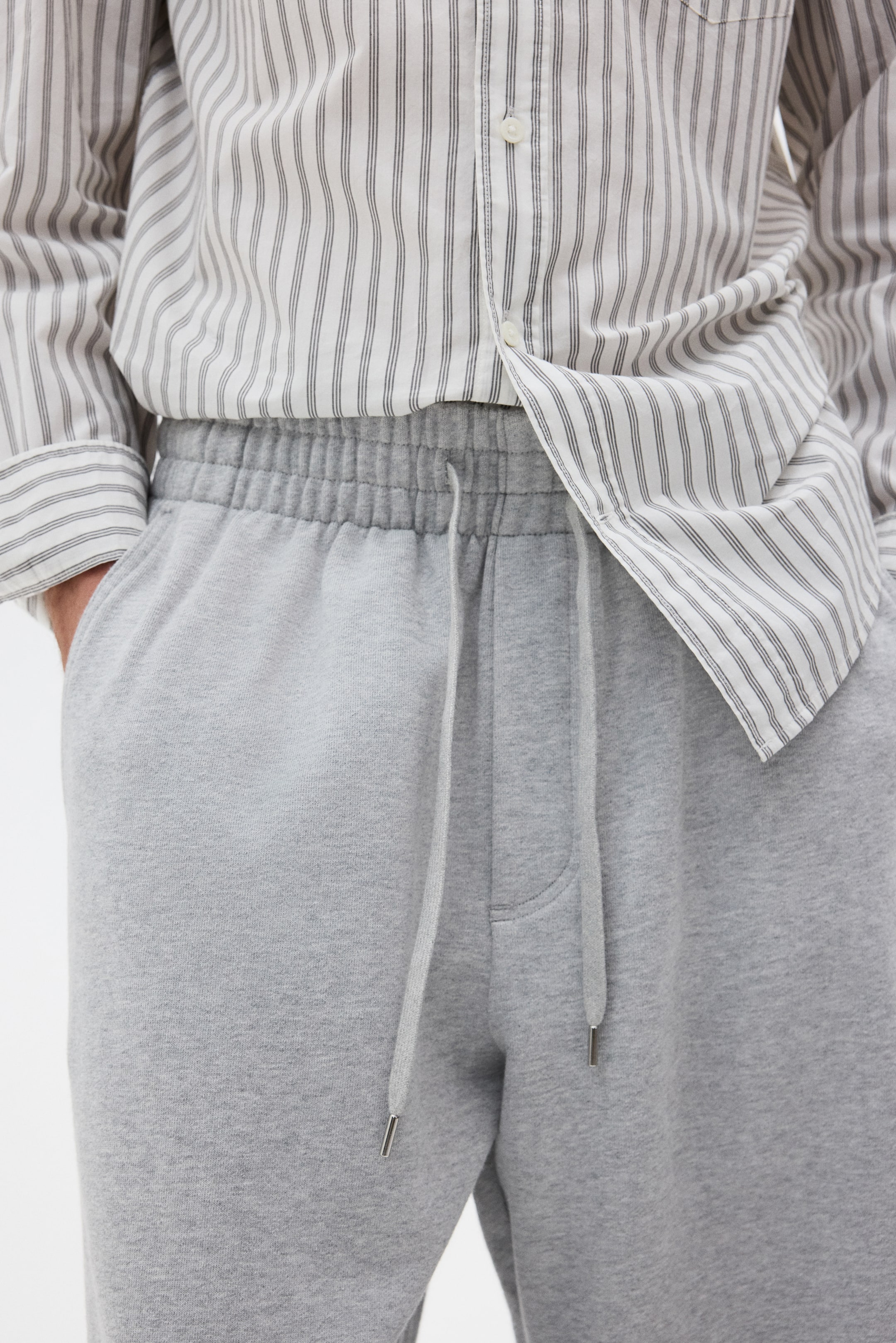 View larger image: Wide-leg cotton joggers - Light grey marl - Men | H&M IE 3
