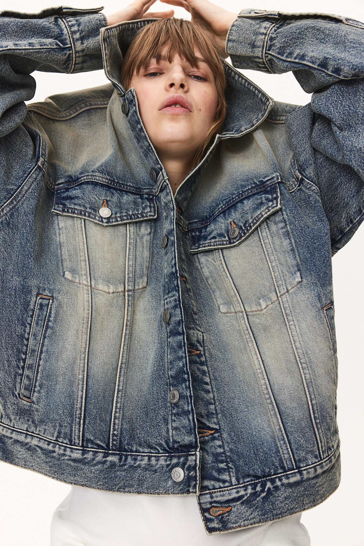 Veste oversize en denim - Bleu denim - 4