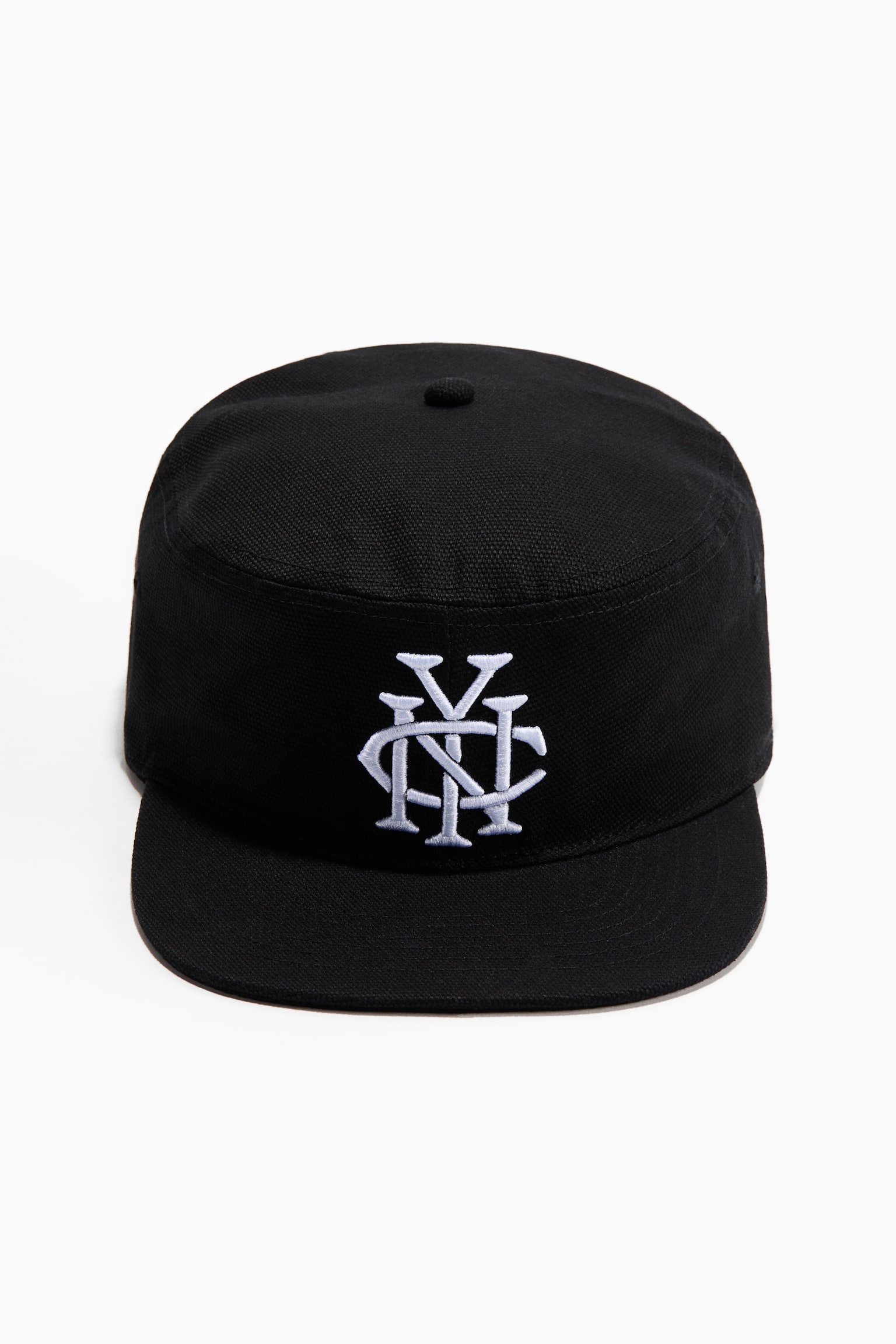 Cotton Cap with Embroidered Motif - Black/NYC