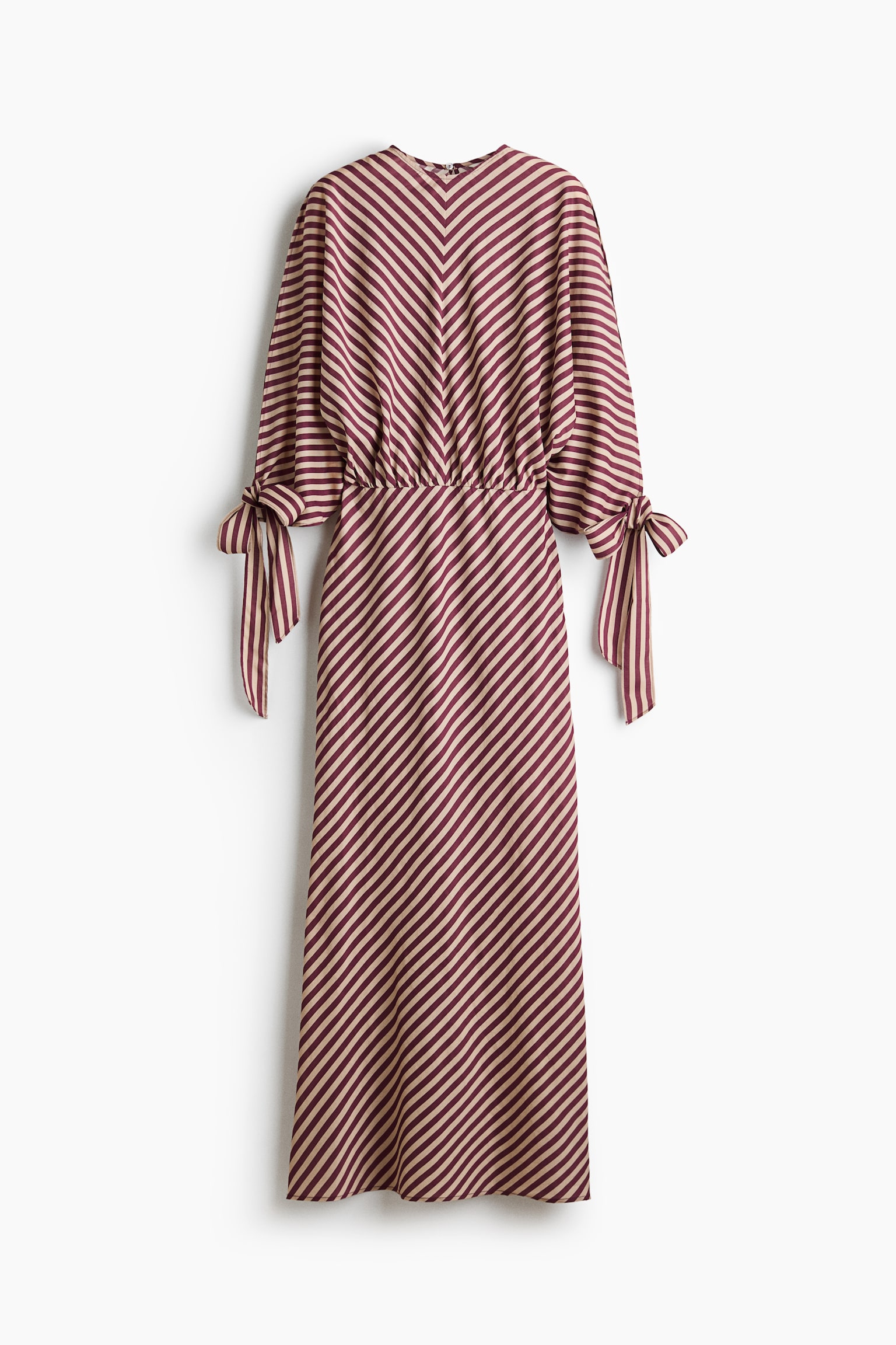 Tie-detail midi dress - Burgundy/Striped