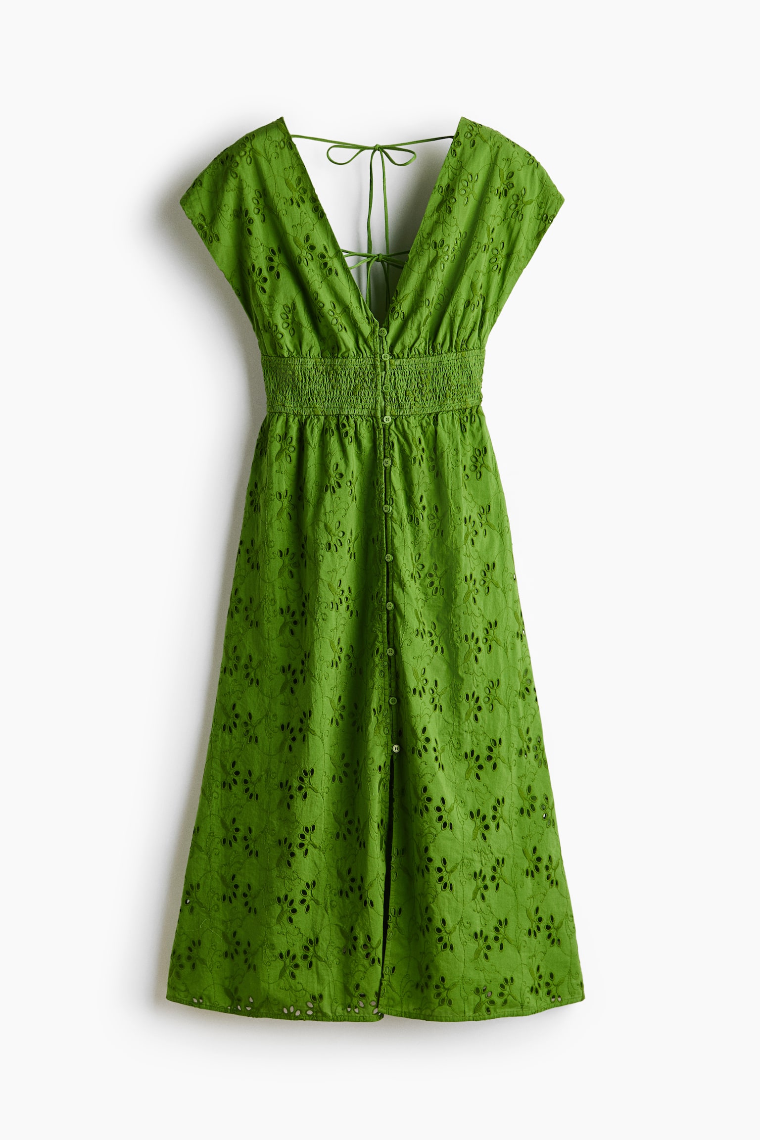 Broderie-anglaise cotton dress-Green - 2