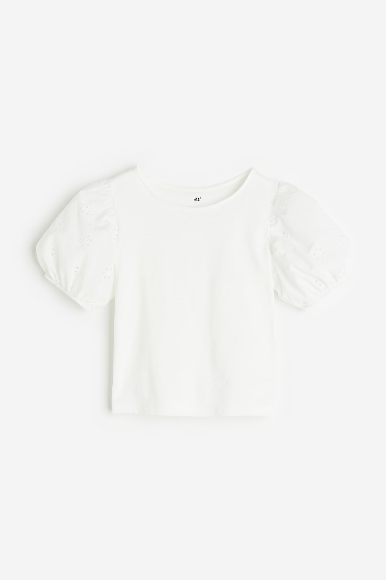 Puff-sleeved Top - White - Kids | H&M US