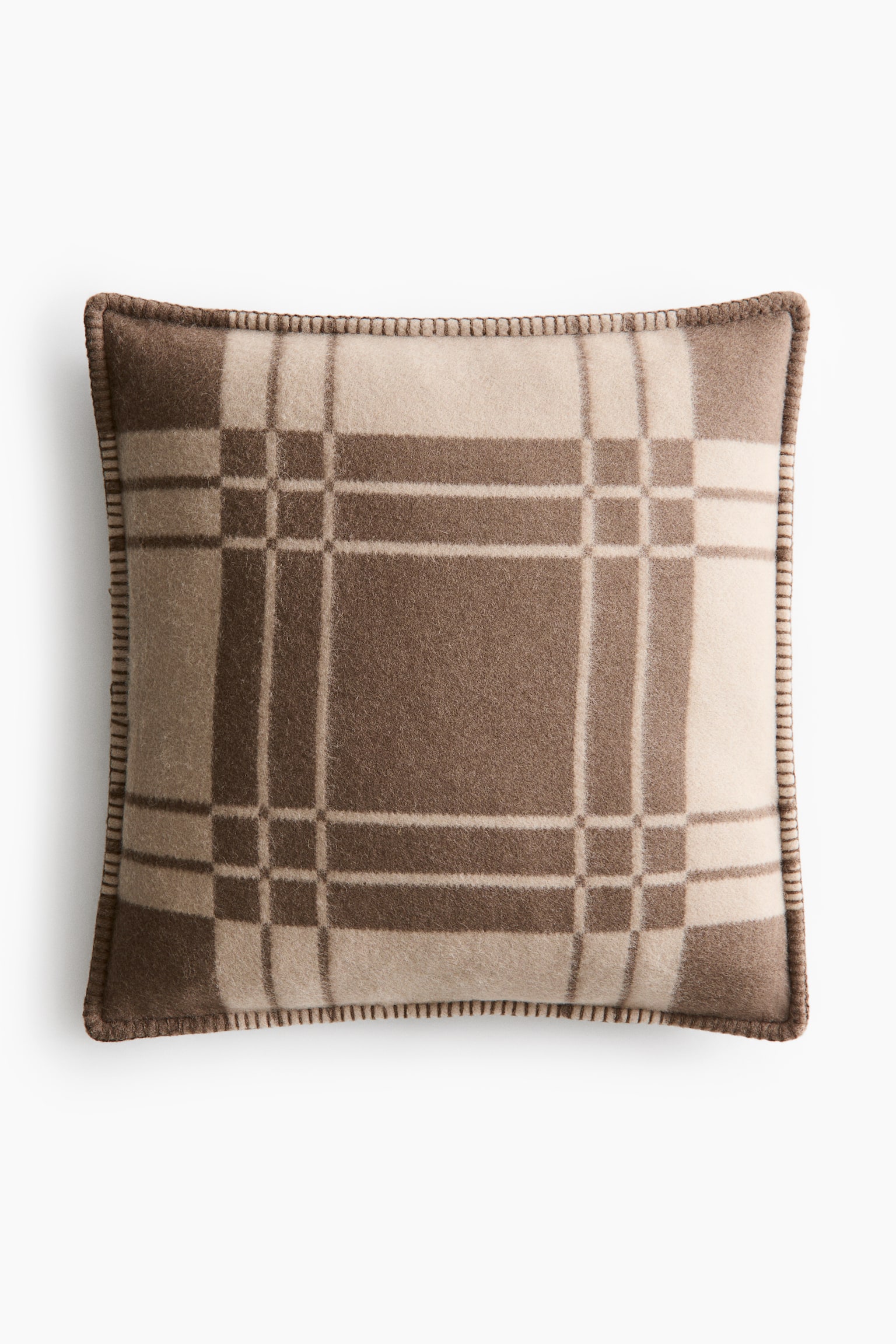 Housse de coussin en laine mélangée - Taupe/à carreaux/Rouge prune foncé/carreaux/Noir/à carreaux