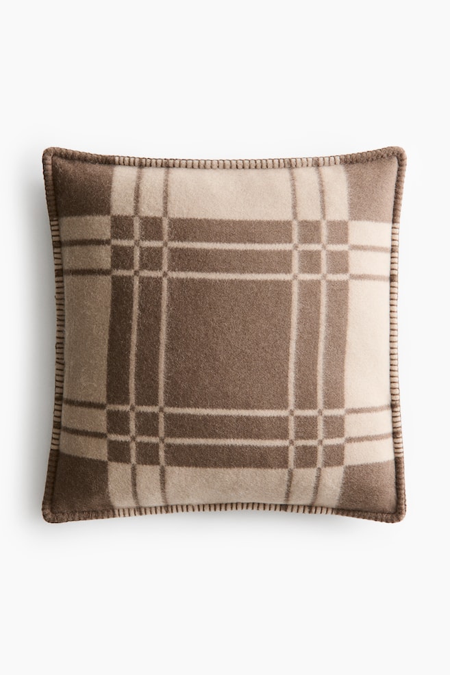 Wool-Blend Cushion Cover - Taupe/checked/Black/checked/Dark plum red/checked - 1