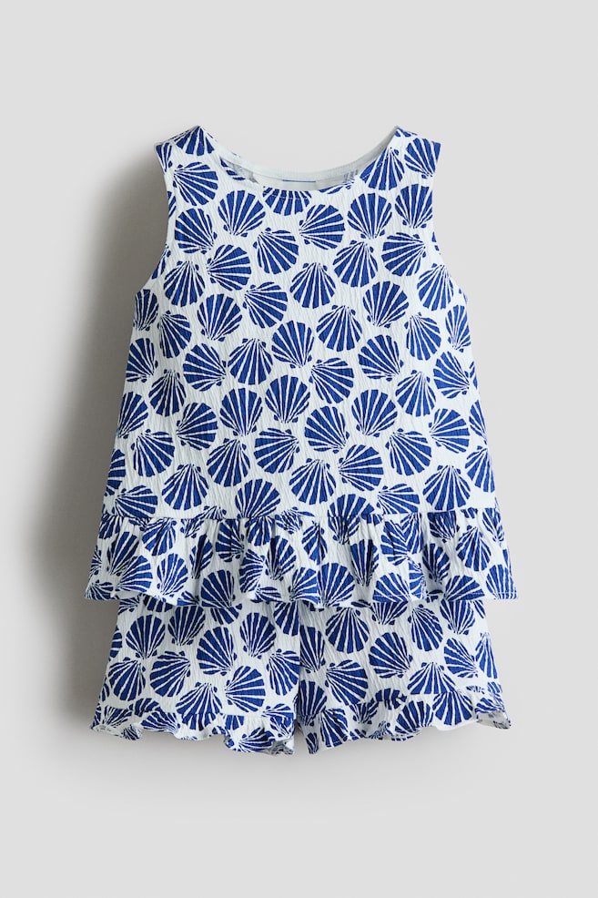 2-piece crinkled cotton set - White/Seashells - 1
