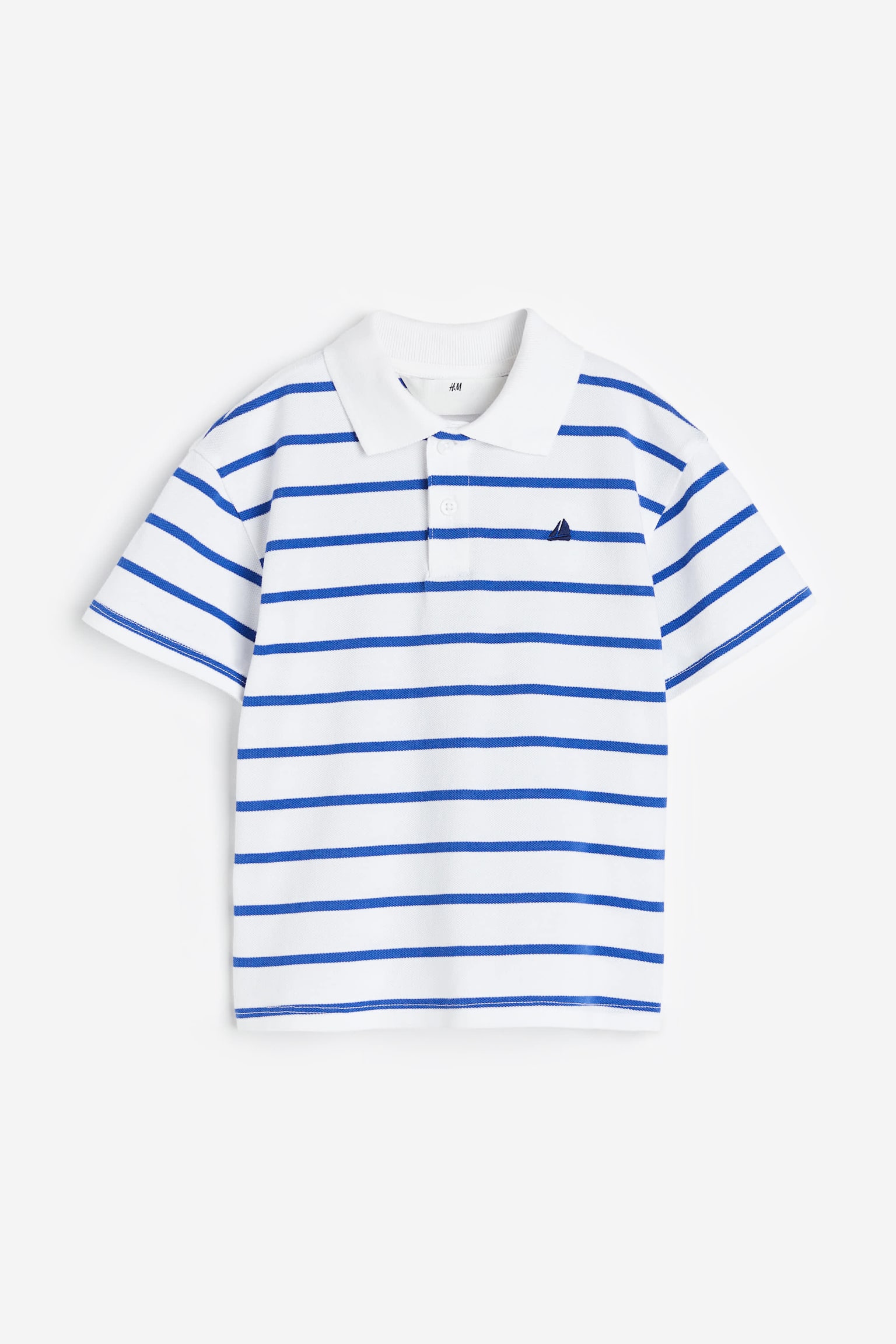 Cotton Piqué Polo Shirt - Blue/Stripe - 1
