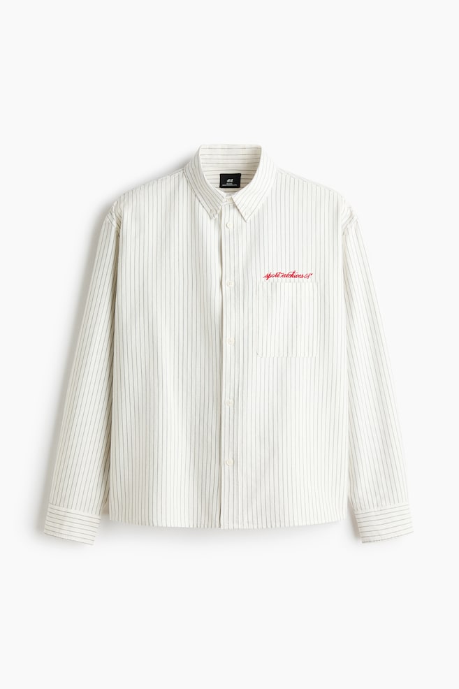 Loose-Fit Oxford Shirt - White/striped/Navy blue/striped/Light blue/Harbor City/Dark green/striped - 1