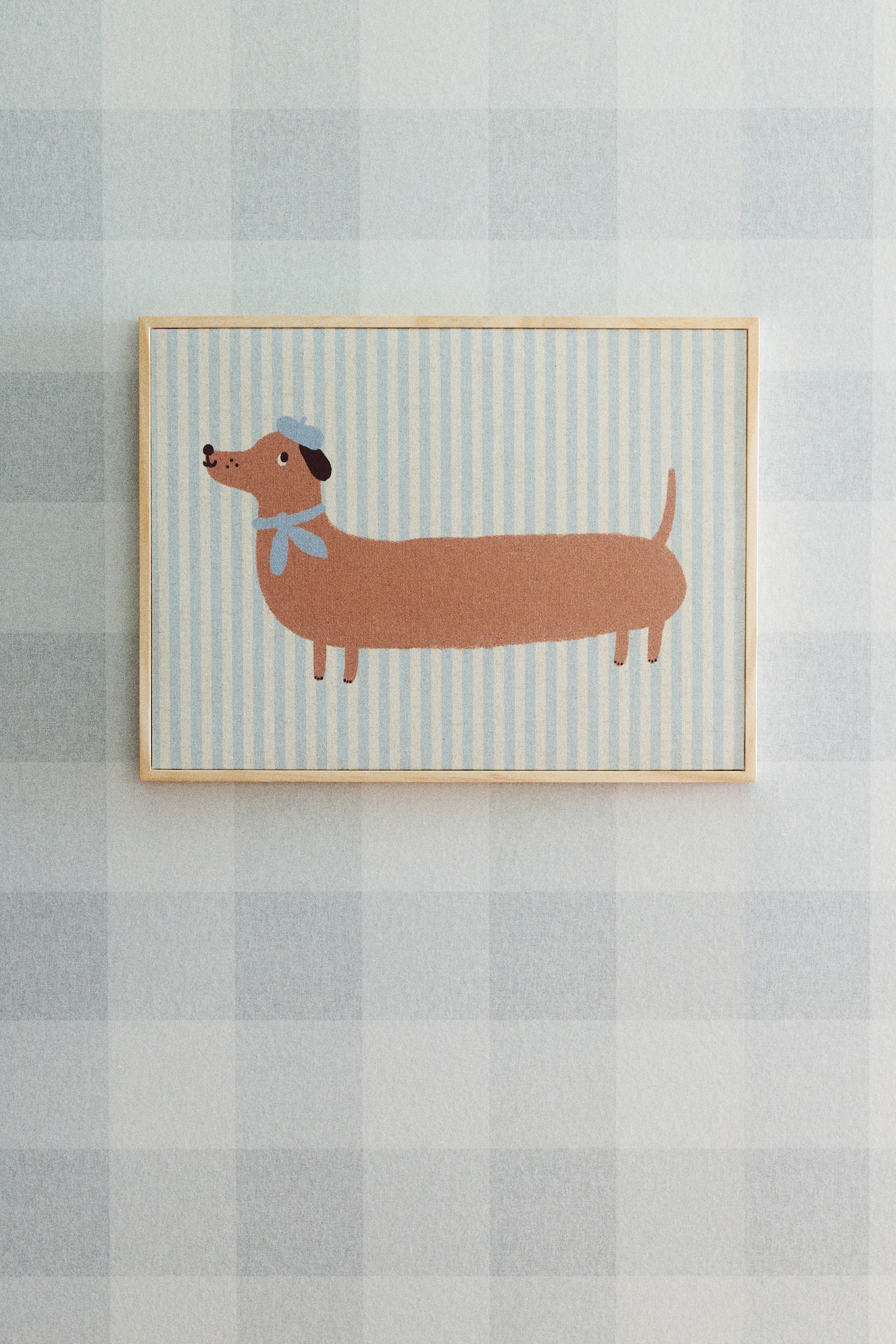 Quadro - Azul claro/Cão Teckel/Rosa claro/Cerejas - 1
