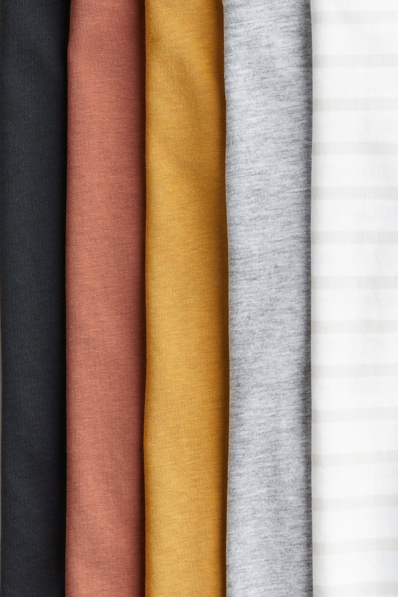 5-pack cotton T-shirts - Grey/Brown/Yellow/White/Orange/Striped - 2