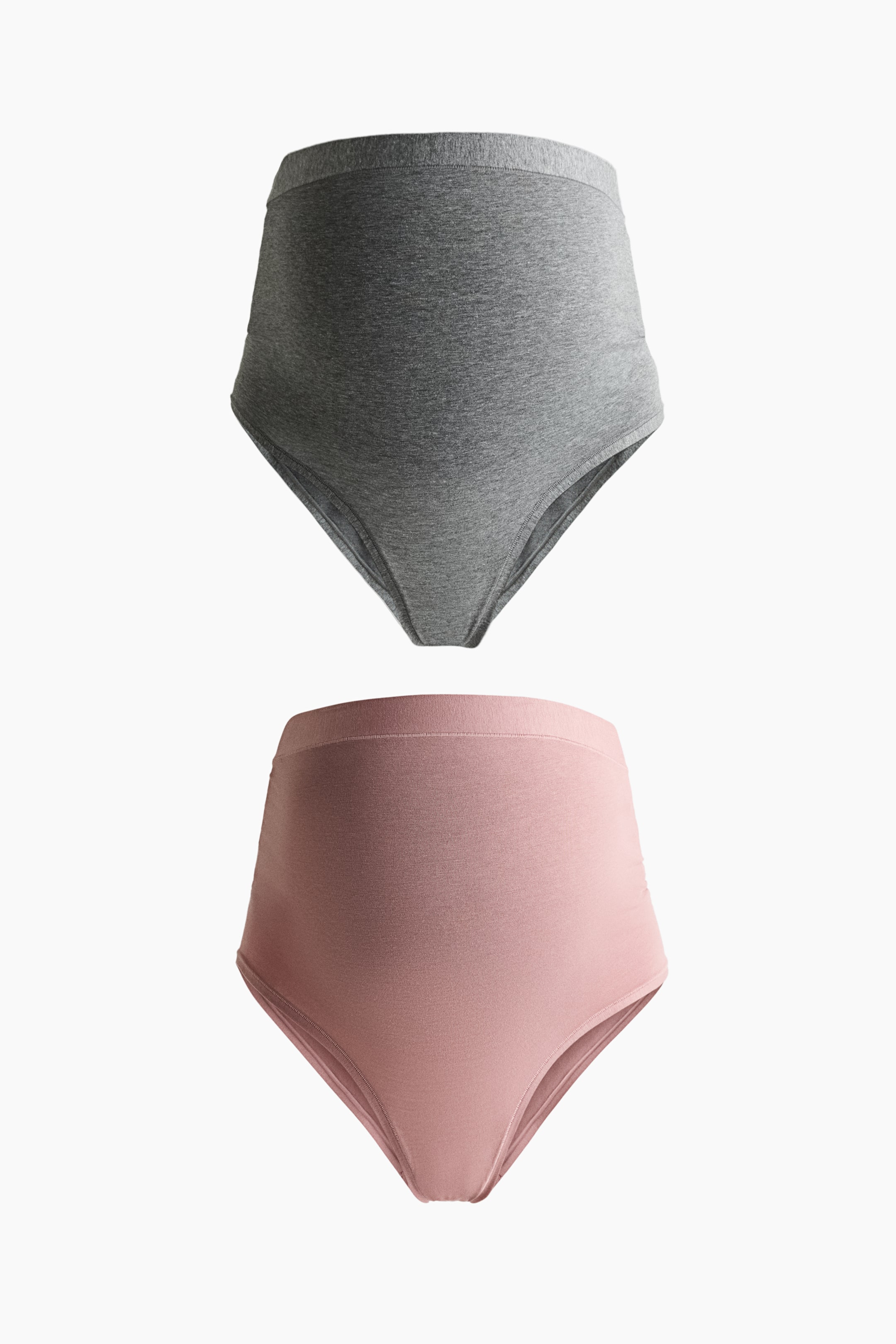 View larger image: MAMA 2-pack High Waist Cotton briefs - Grey marl/Dusty pink - Ladies | H&M 1