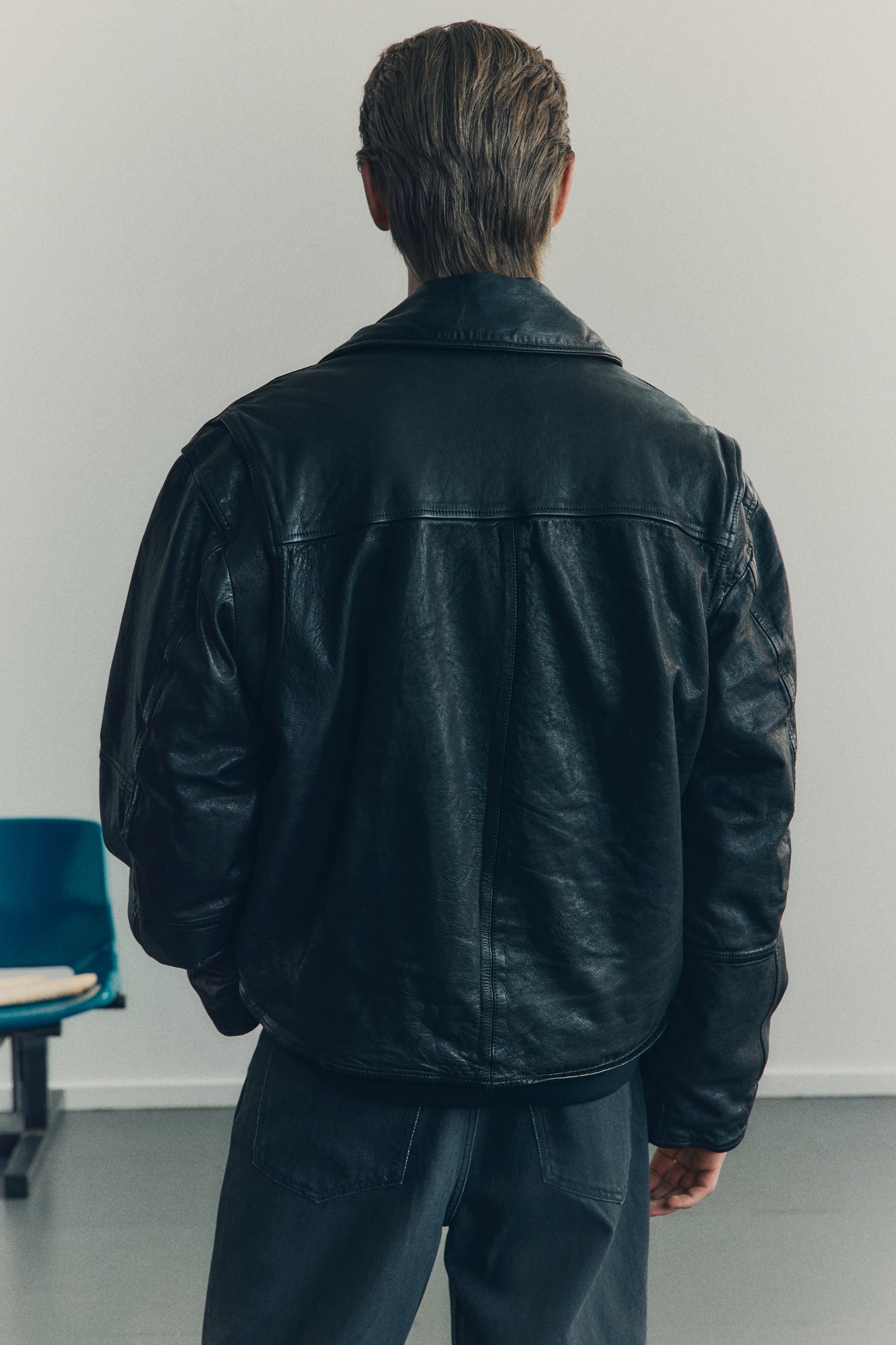 ルーズフィット レザーアビエータージャケット - ブラック - Men | H&M JP