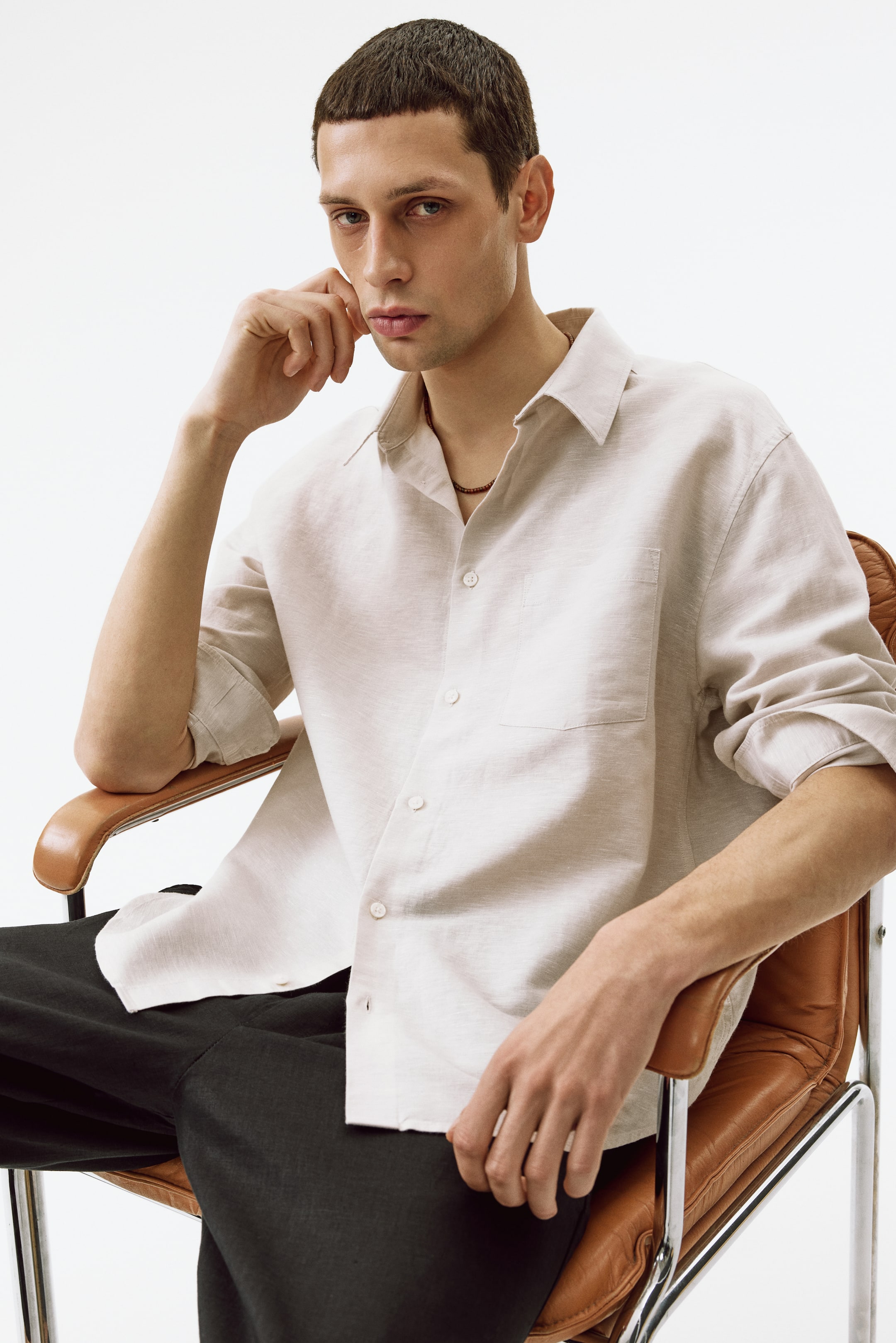Chemise décontractée en lin mélangé